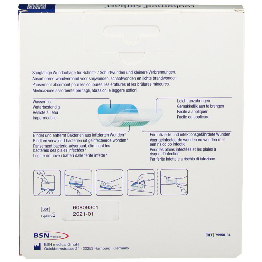 Leukoplast Leukomed Sorbact steril 8x10 cm 3 St Verband