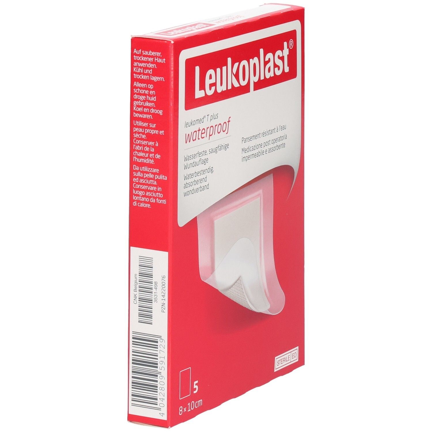 Leukoplast T plus waterproof Wundauflage, 5 Stück, 8x10cm