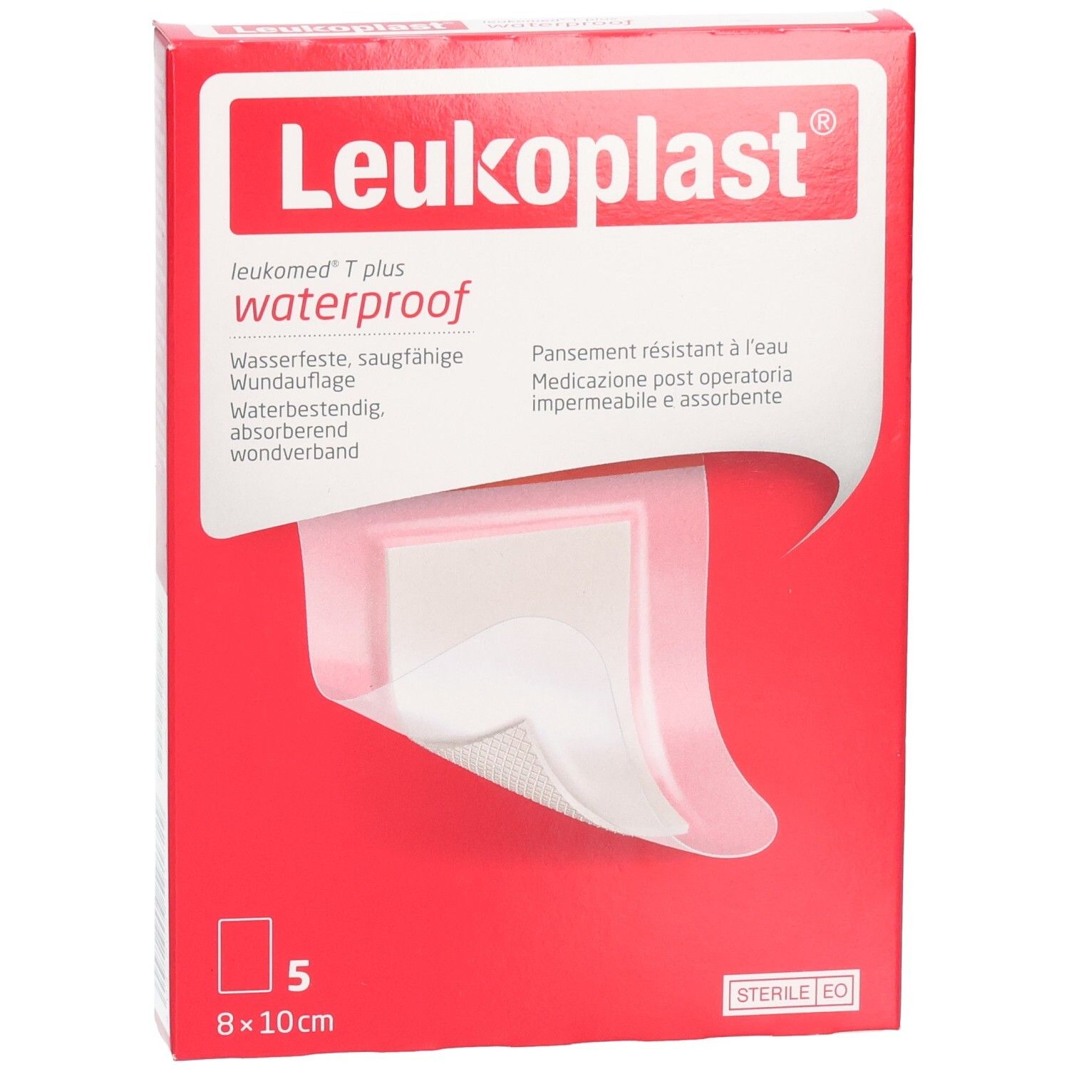 Leukoplast T plus waterproof Wundauflage, 5 Stück, 8x10cm