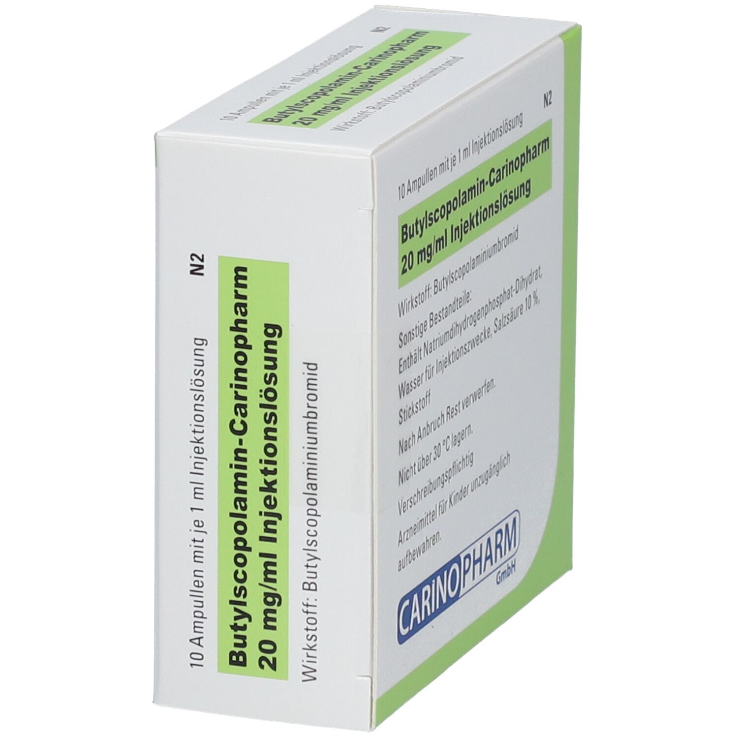 BUTYLSCOPOLAMIN-Carinopharm 20 mg/ml Inj.-Lsg.Amp. 10 St Injektionslösung