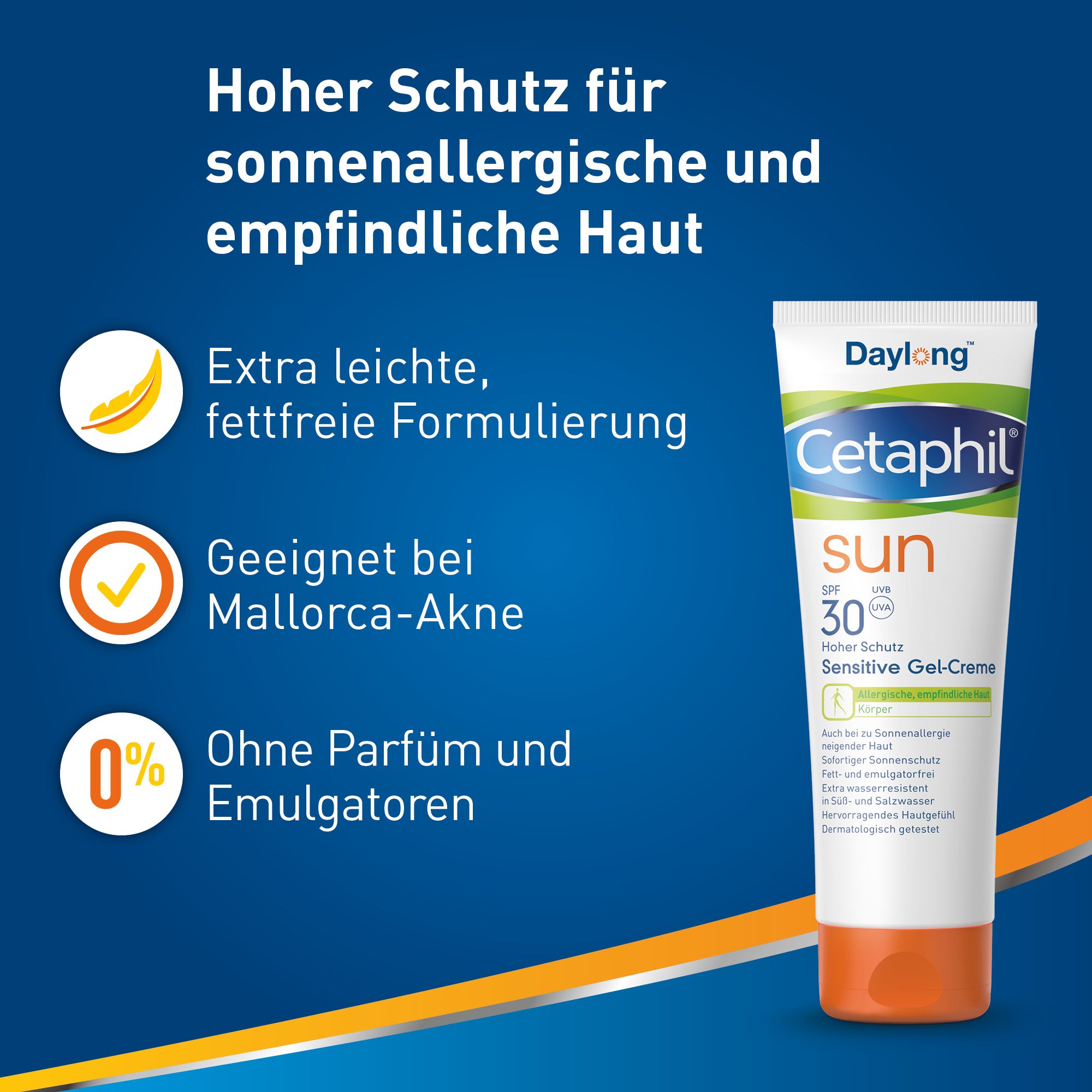 CETAPHIL SUN Sensitive Gel-Creme SPF 30 Extra-leichter, fettfreier Sonnenschutz