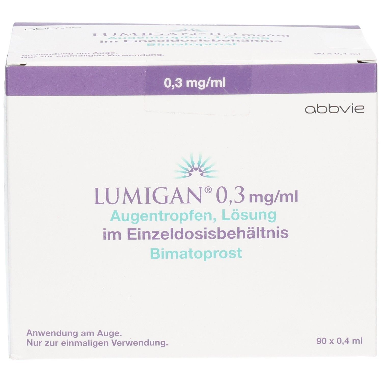 LUMIGAN 0,3 mg/ml Augentropfen Lösung im Einzeldosisbehältnis, Bimatoprost. 90 x 0,4 ml.