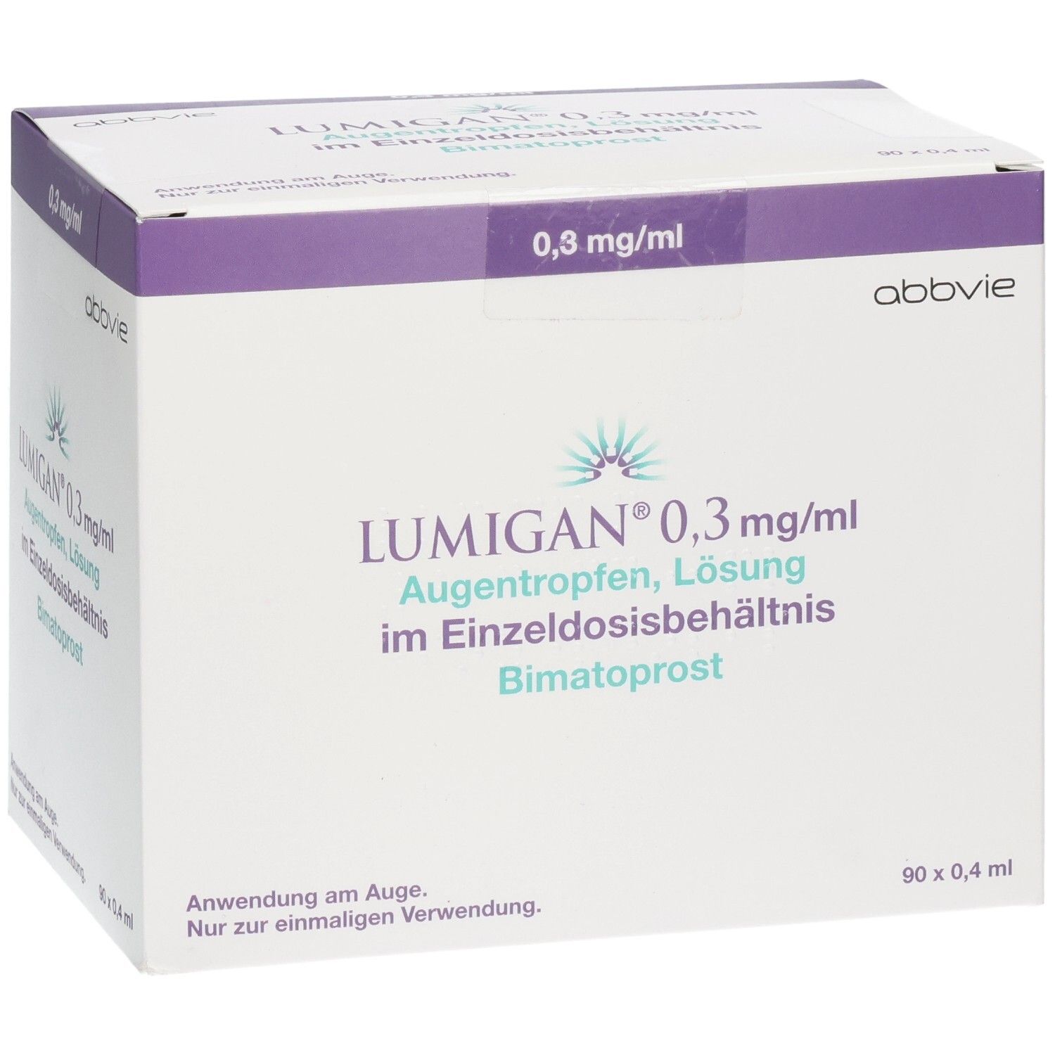 LUMIGAN 0,3 mg/ml Augentropfen Lösung im Einzeldosisbehältnis, Bimatoprost. 90 x 0,4 ml.