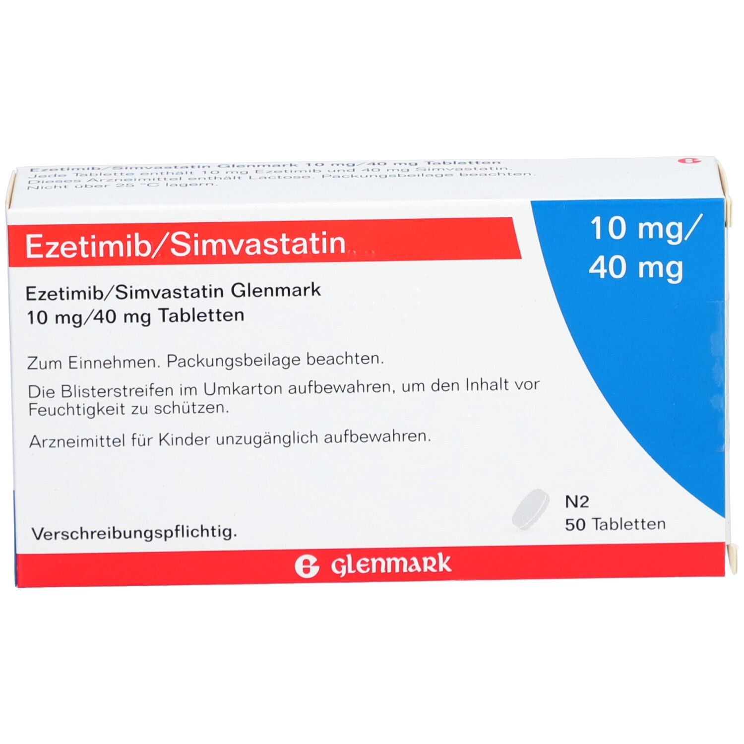 EZETIMIB/Simvastatin Glenmark 10 mg/40 mg Tabl. 50 St Tabletten