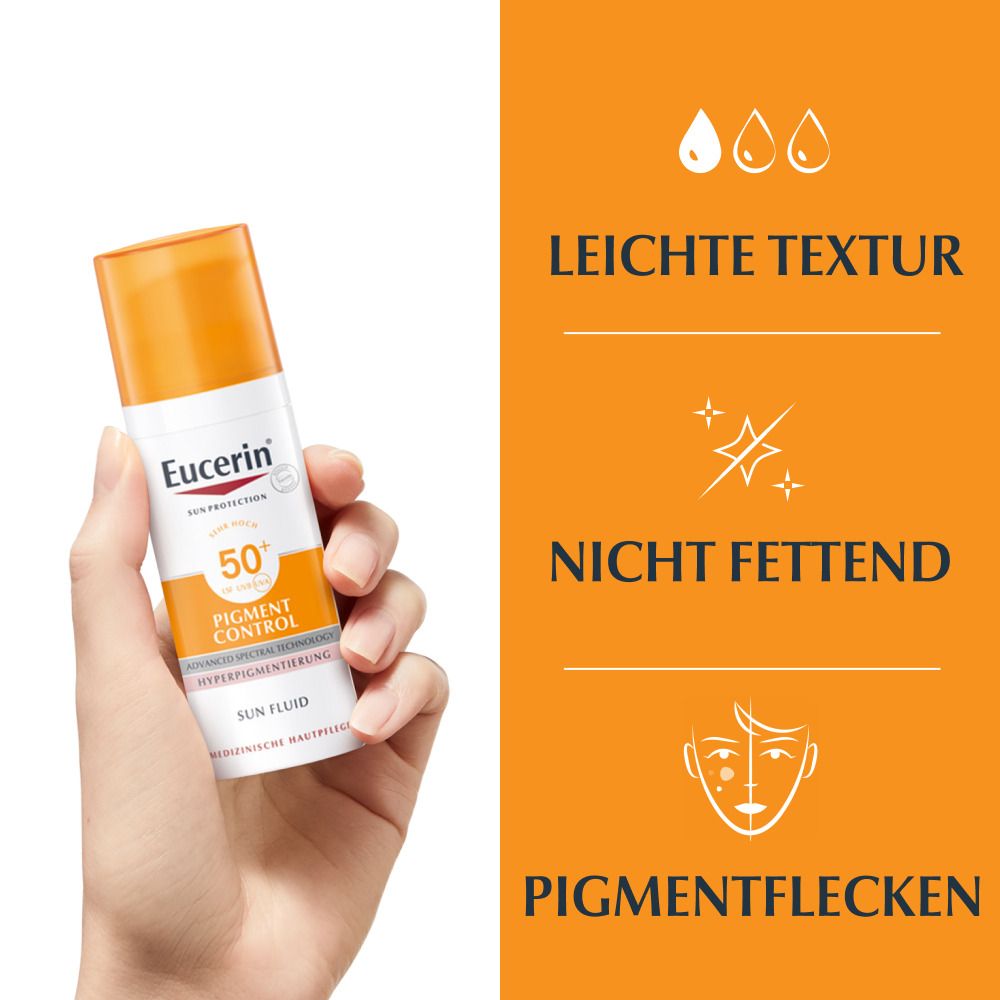 Eucerin® Pigment Control Sun Fluid LSF 50+ – Sehr hoher Sonnenschutz & sichtbare Milderung von vorhandenen Pigment- und Altersflecken