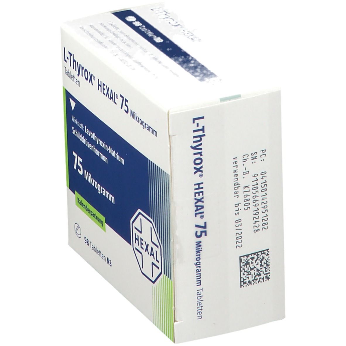 L-Thyrox Hexal 75 Mikrogramm Tabl.i.Kalenderpack. 98 St Tabletten in Kalenderpackung