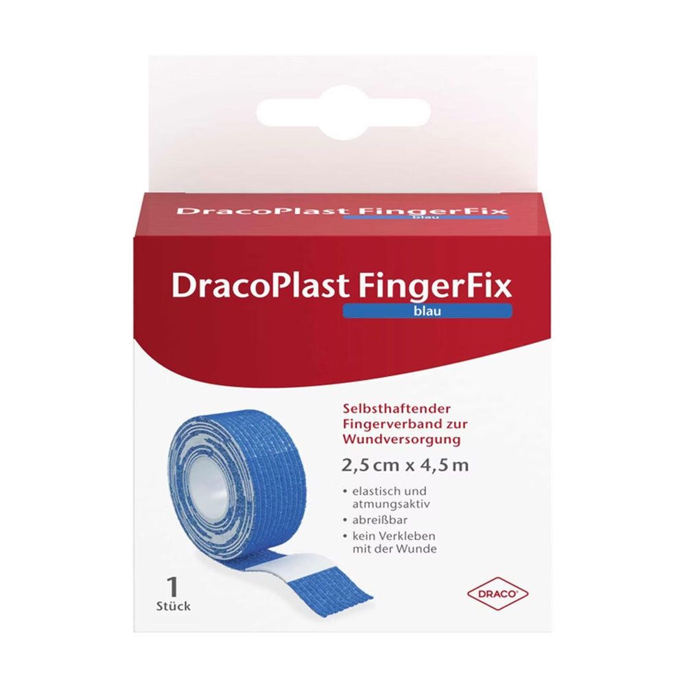 Dracoplast FingerFix 2,5 cmx4,5 m m.Wundk.blau 1 St Pflaster