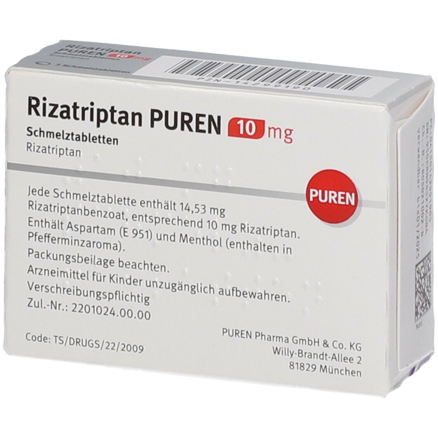 RIZATRIPTAN PUREN 10 mg Schmelztabletten
