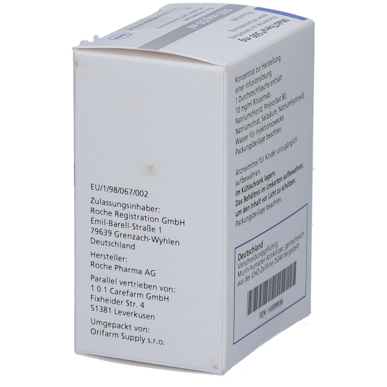 MABTHERA 500 mg Konz.z.Her.e.Infusionslösung Dsfl.