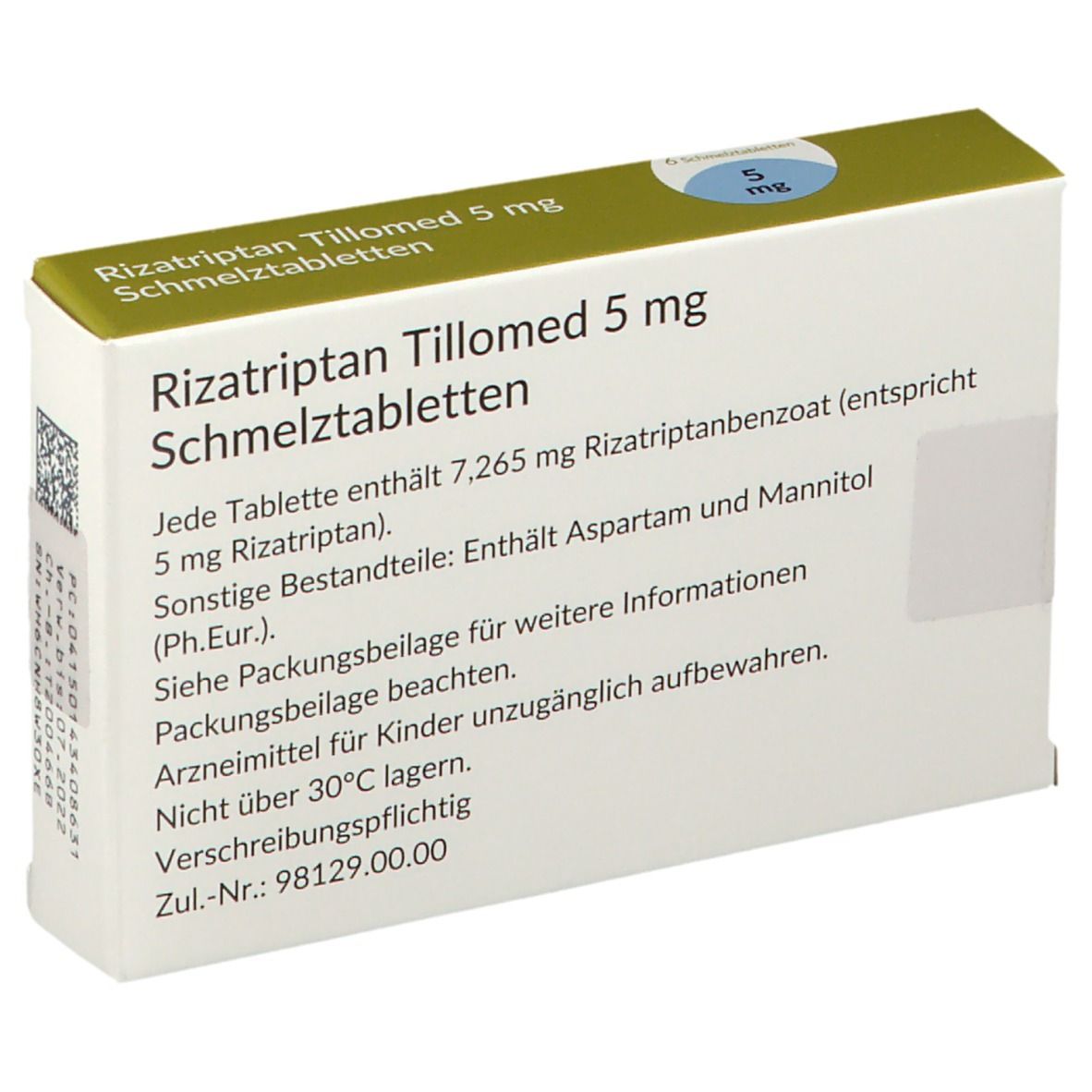 Rizatriptan Tillomed 5 mg 6 St mit dem E-Rezept kaufen - Shop Apotheke