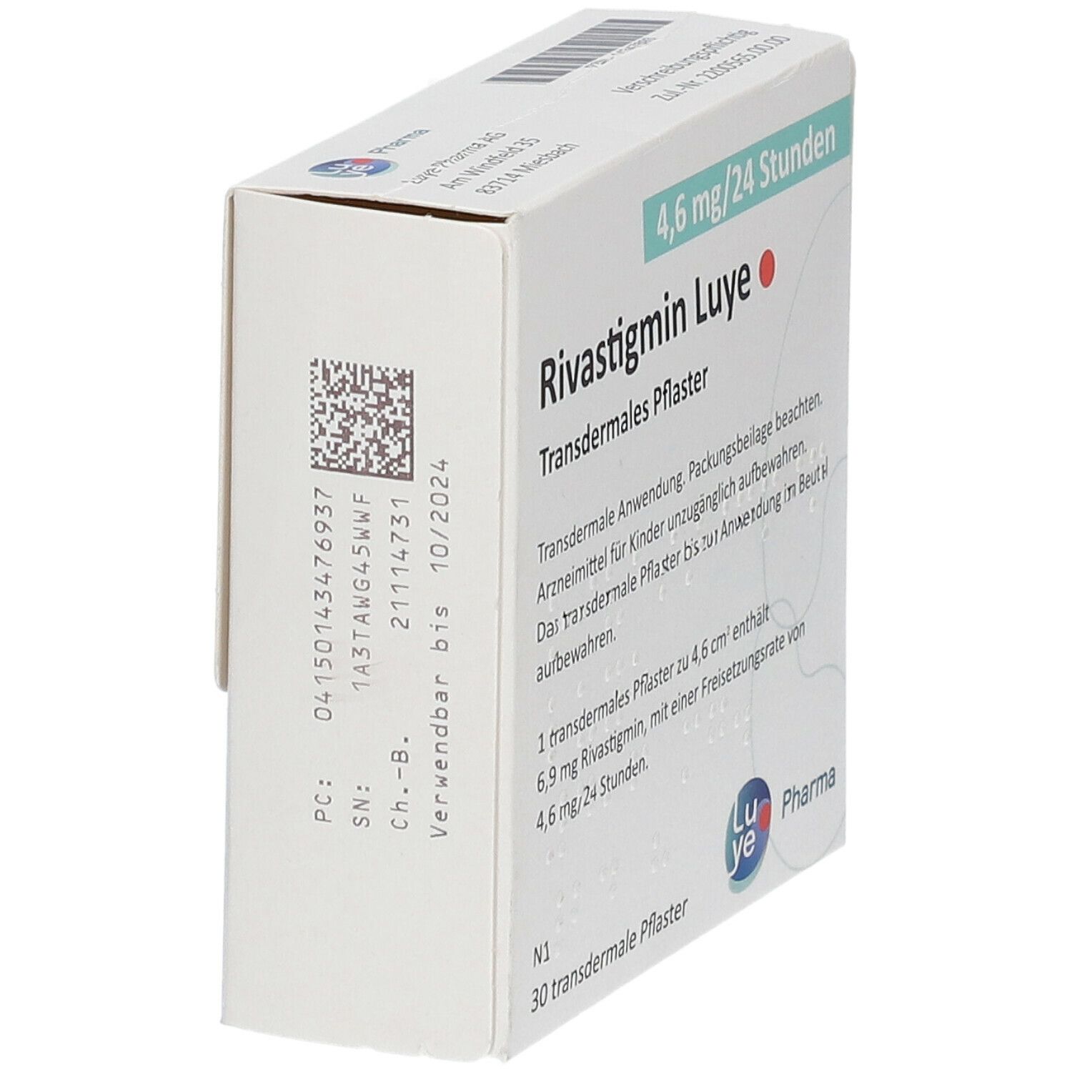 Rivastigmin Luye 4,6 mg/24 Std. transderm.Pflaster 30 St Pflaster transdermal