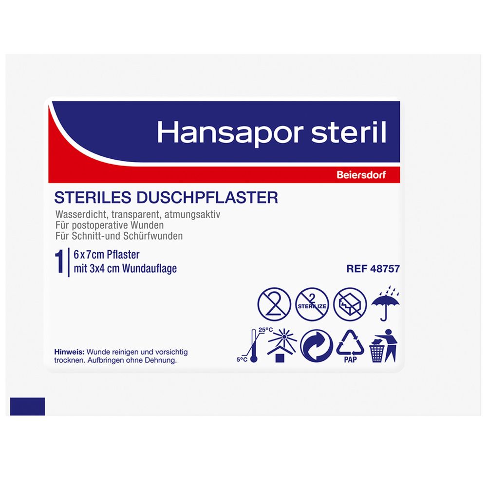 Hansapor steril Duschpflaster 6 cm x 7 cm