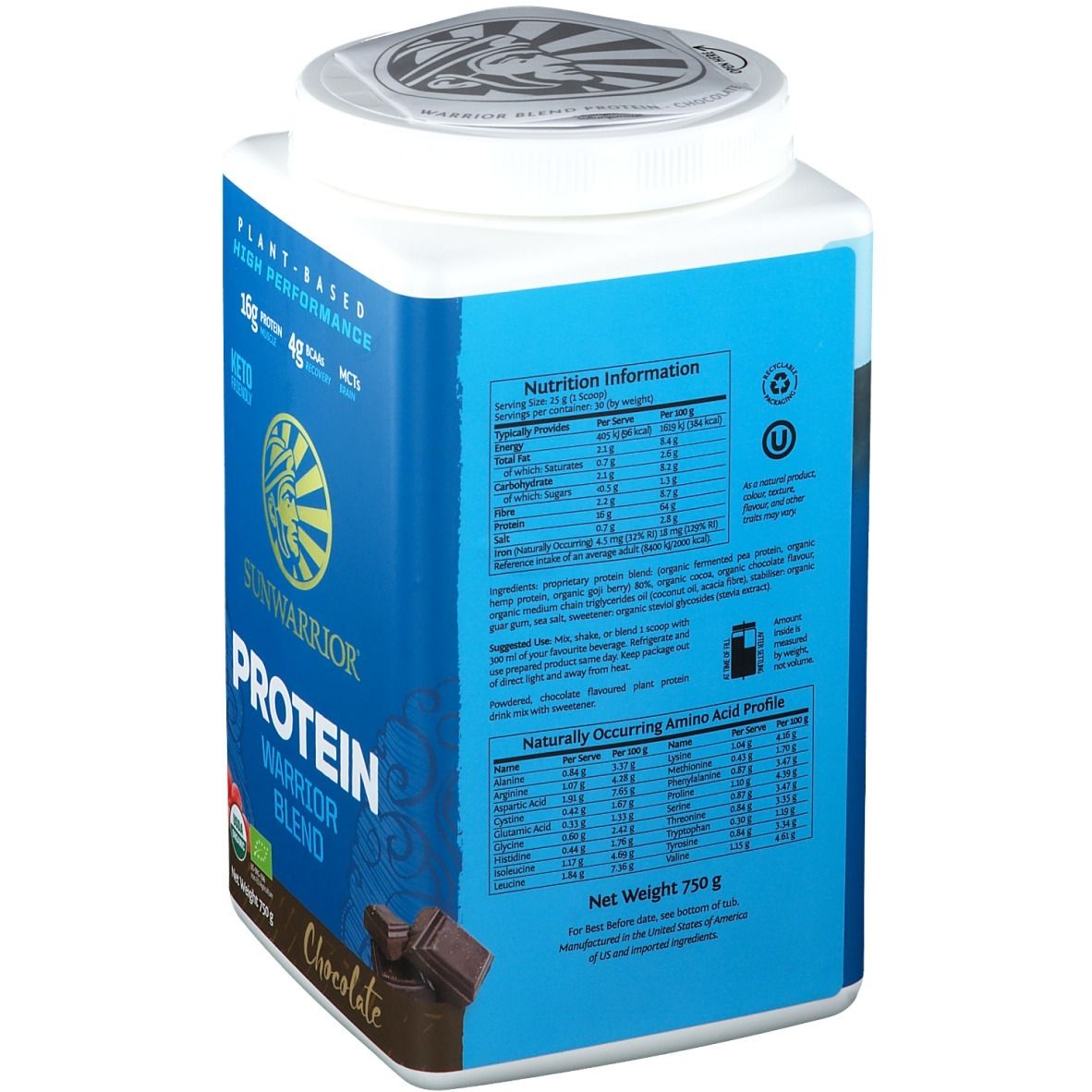 SUNWARRIOR® Protein Warrior Blend Chocolate 750 g Shop Apotheke