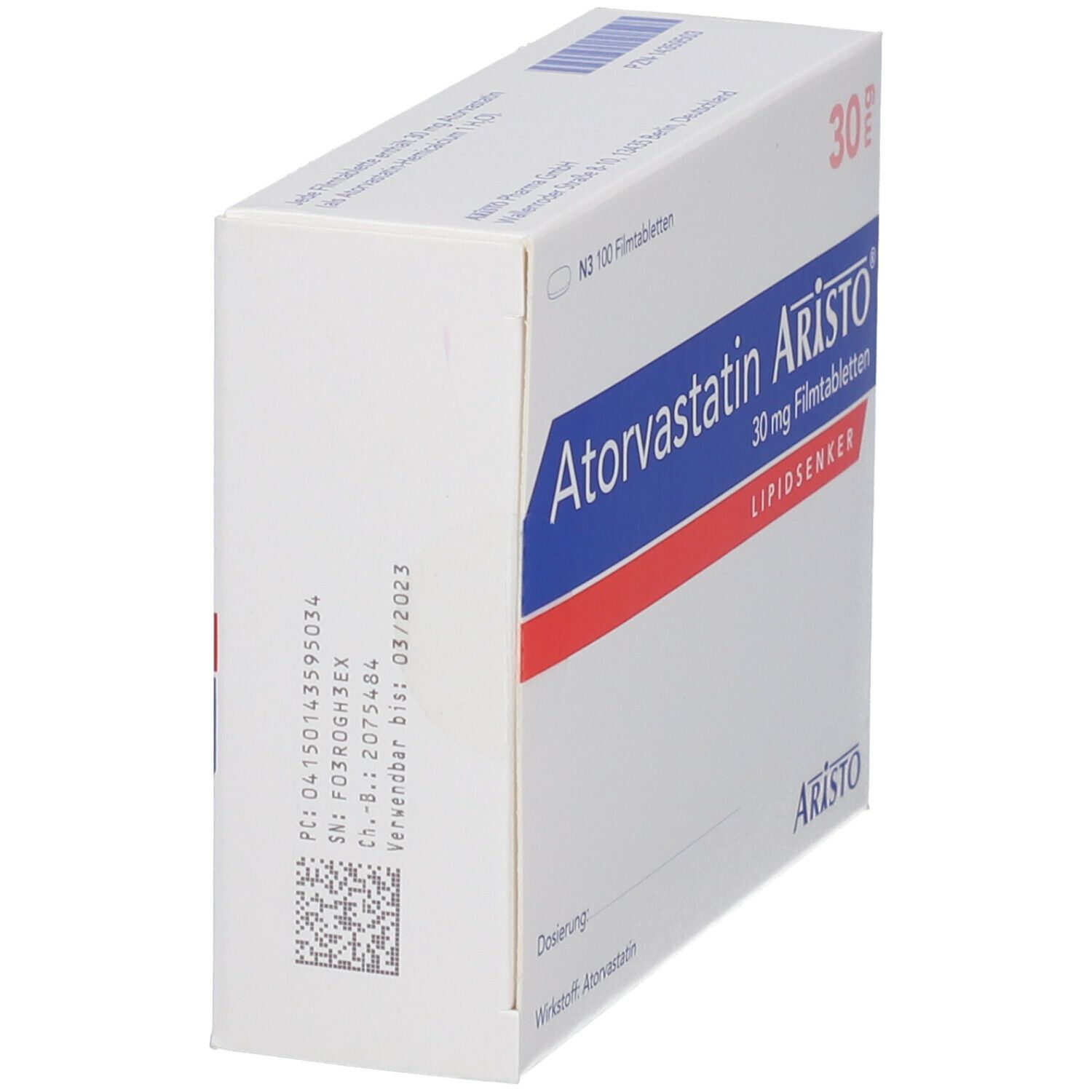 Atorvastatin Aristo 30 mg Filmtabletten 100 St