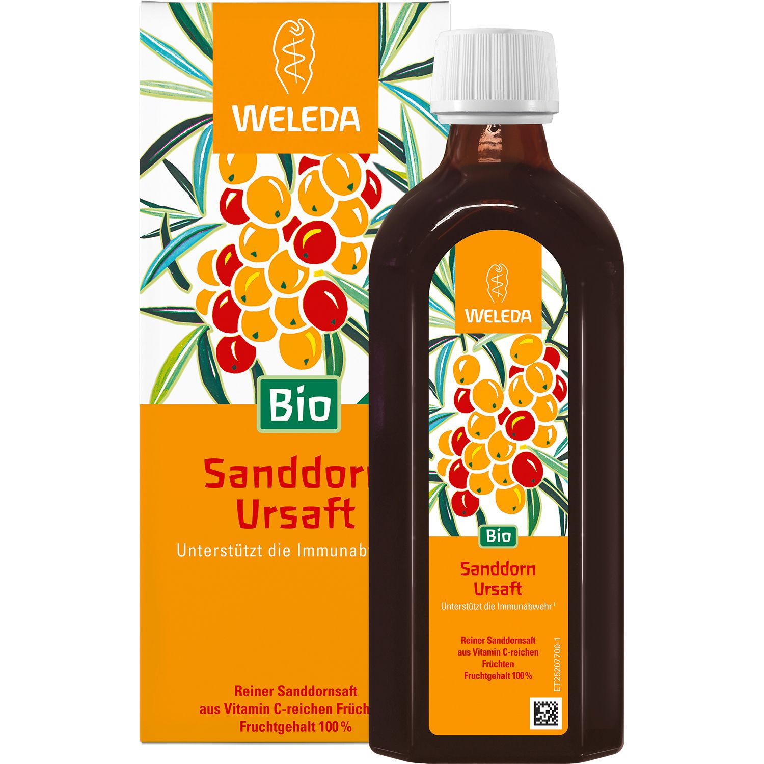 Weleda Sanddorn-Ursaft Bio- reiner Sanddornsaft mit 100% Fruchtgehalt, unterstützt die Immunabwehr