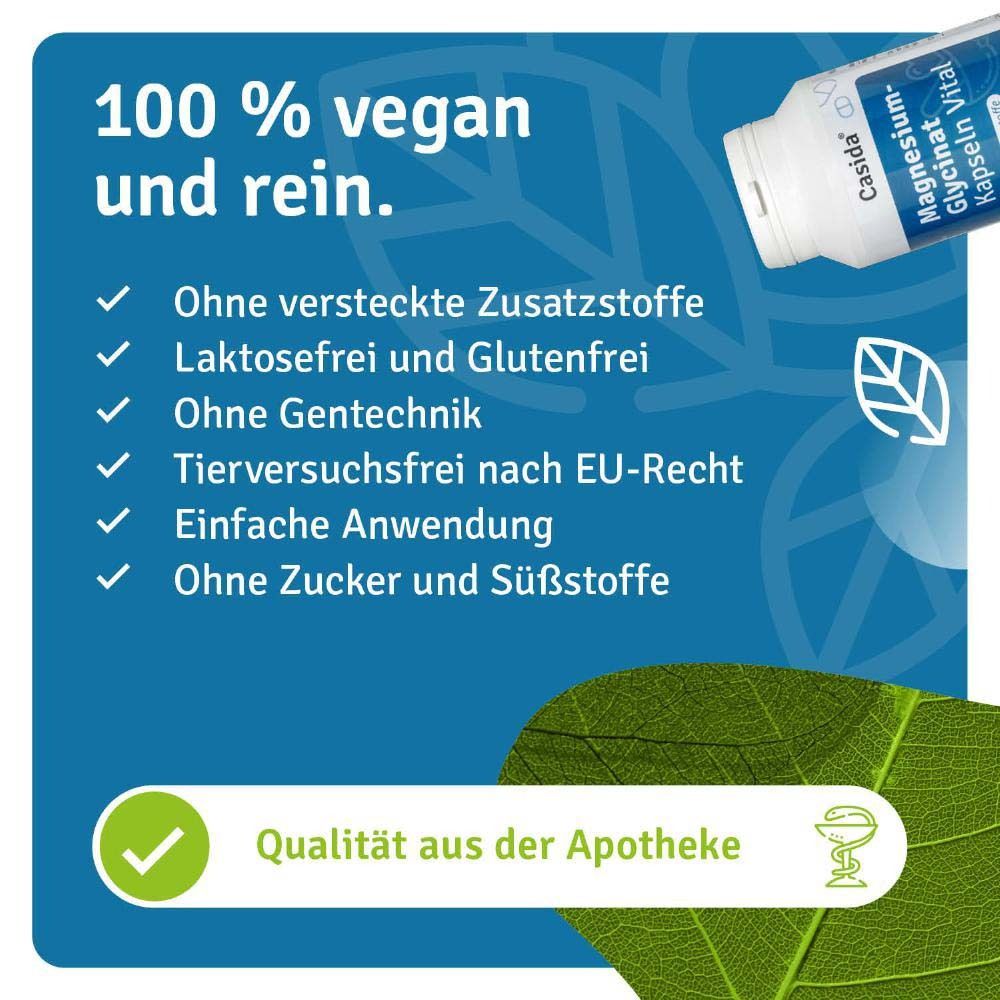 Blaue Infografik. Text: 100% vegan und rein. Ohne versteckte Zusatzstoffe, laktose- und glutenfrei, ohne Gentechnik, tierversuchsfrei, einfache Anwendung.
