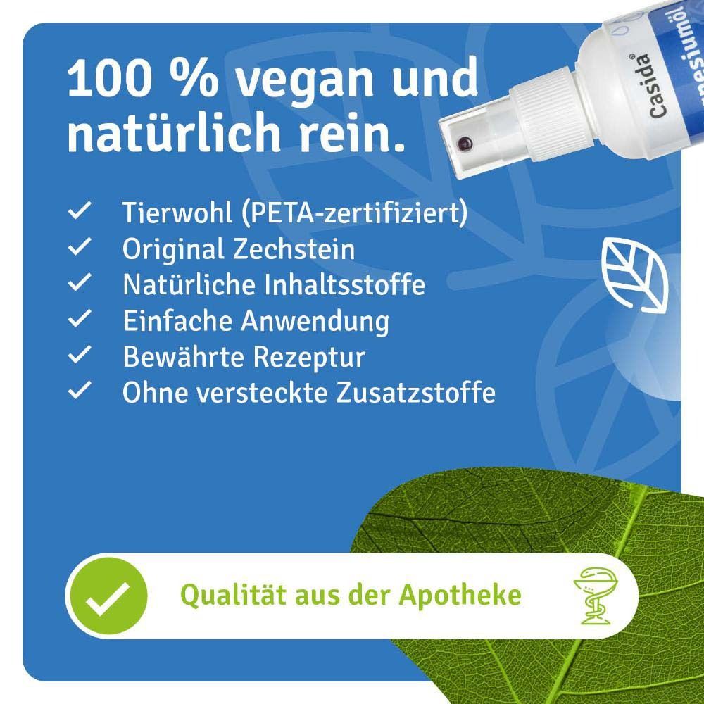 Produkt mit Text: 100 % vegan und natürlich rein. Logos: Tierwohl (PETA-zertifiziert), Apotheken-Qualität.