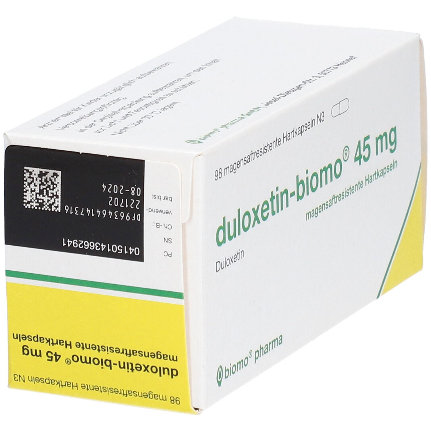 DULOXETIN-biomo 45 mg magensaftresist.Hartkapseln 98 St Magensaftresistente Hartkapseln