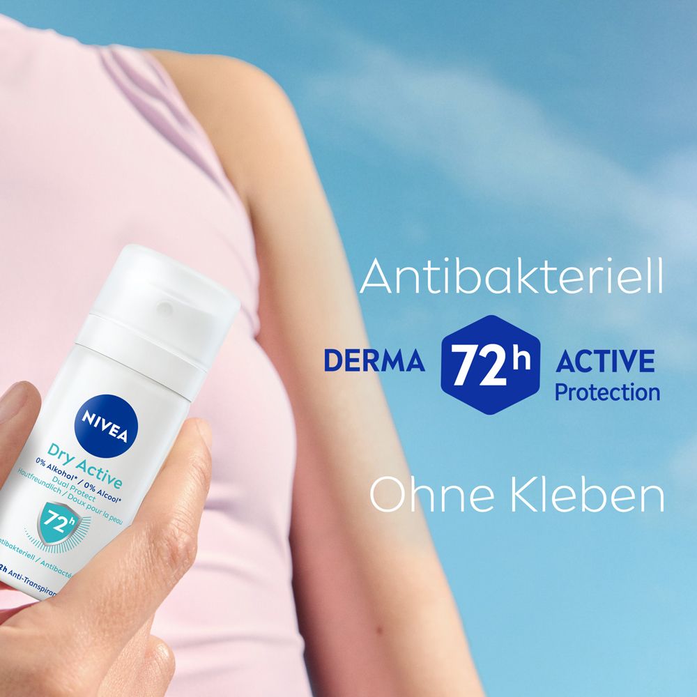 NIVEA Dry Active Deo Spray: 72h Active Protection, antibakteriell, ohne Kleben.