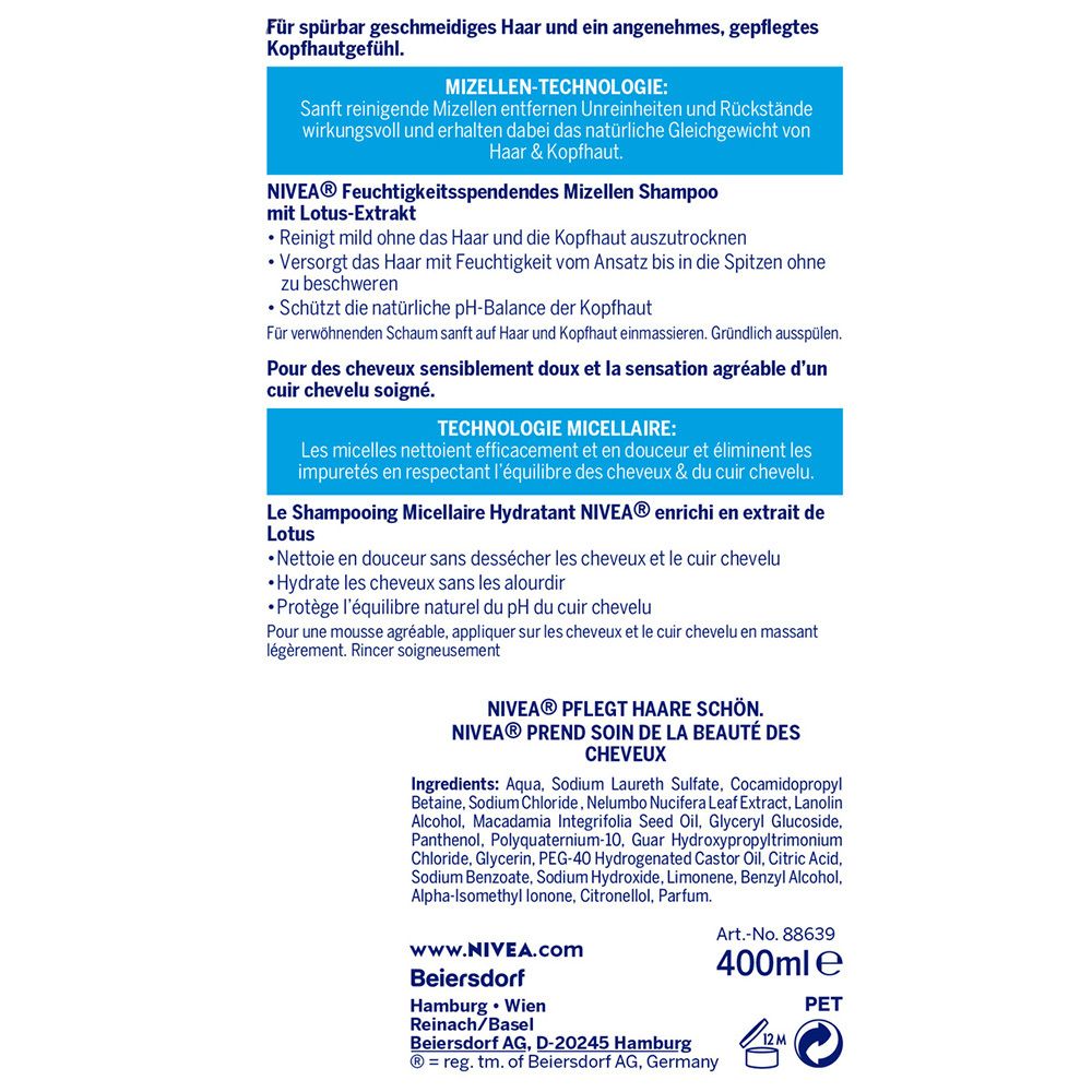 NIVEA® Feuchtigkeitsspendendes Mizellen Shampoo