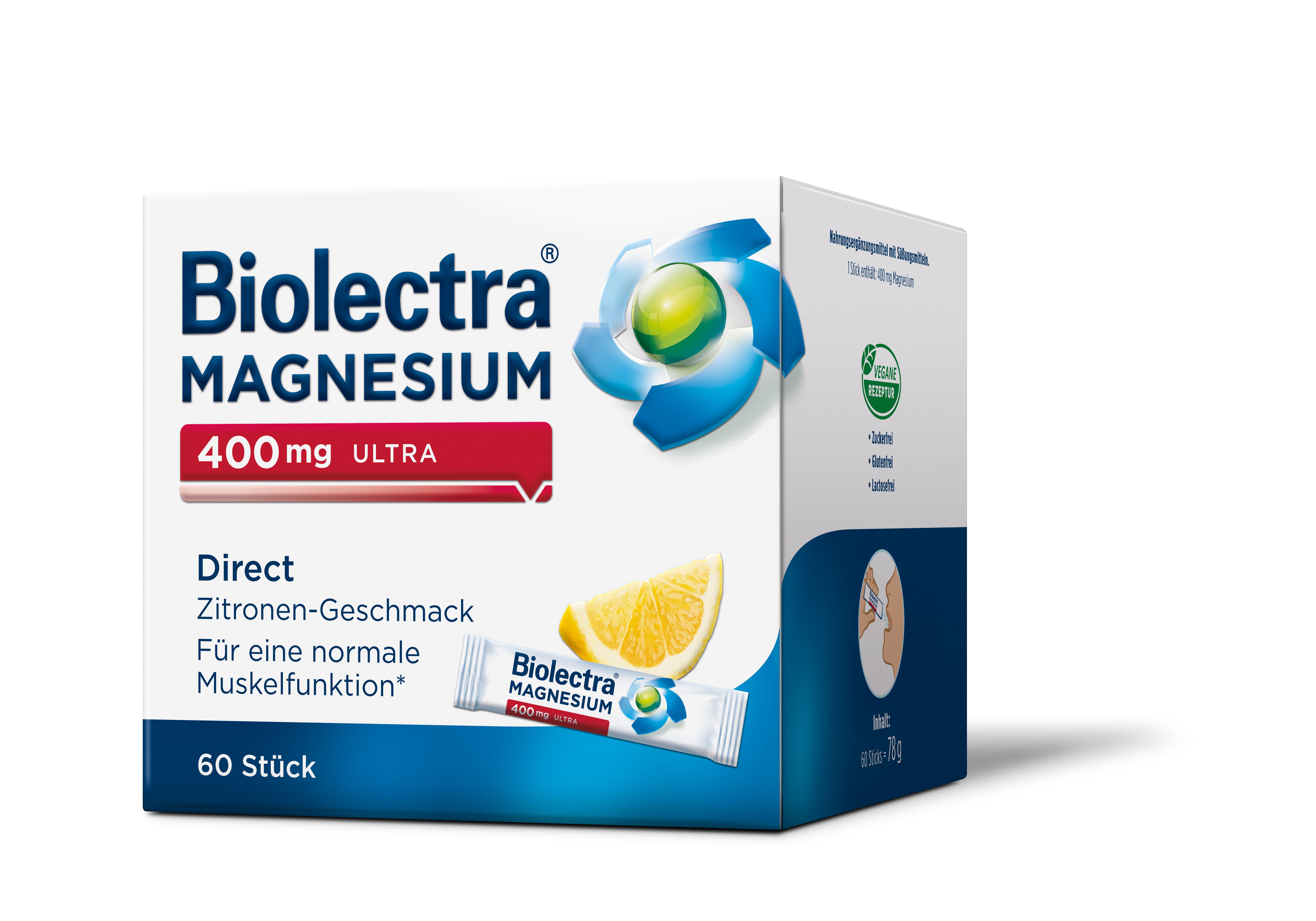 Biolectra Magnesium 400 mg ultra Direct Zitrone 60 St Pellets