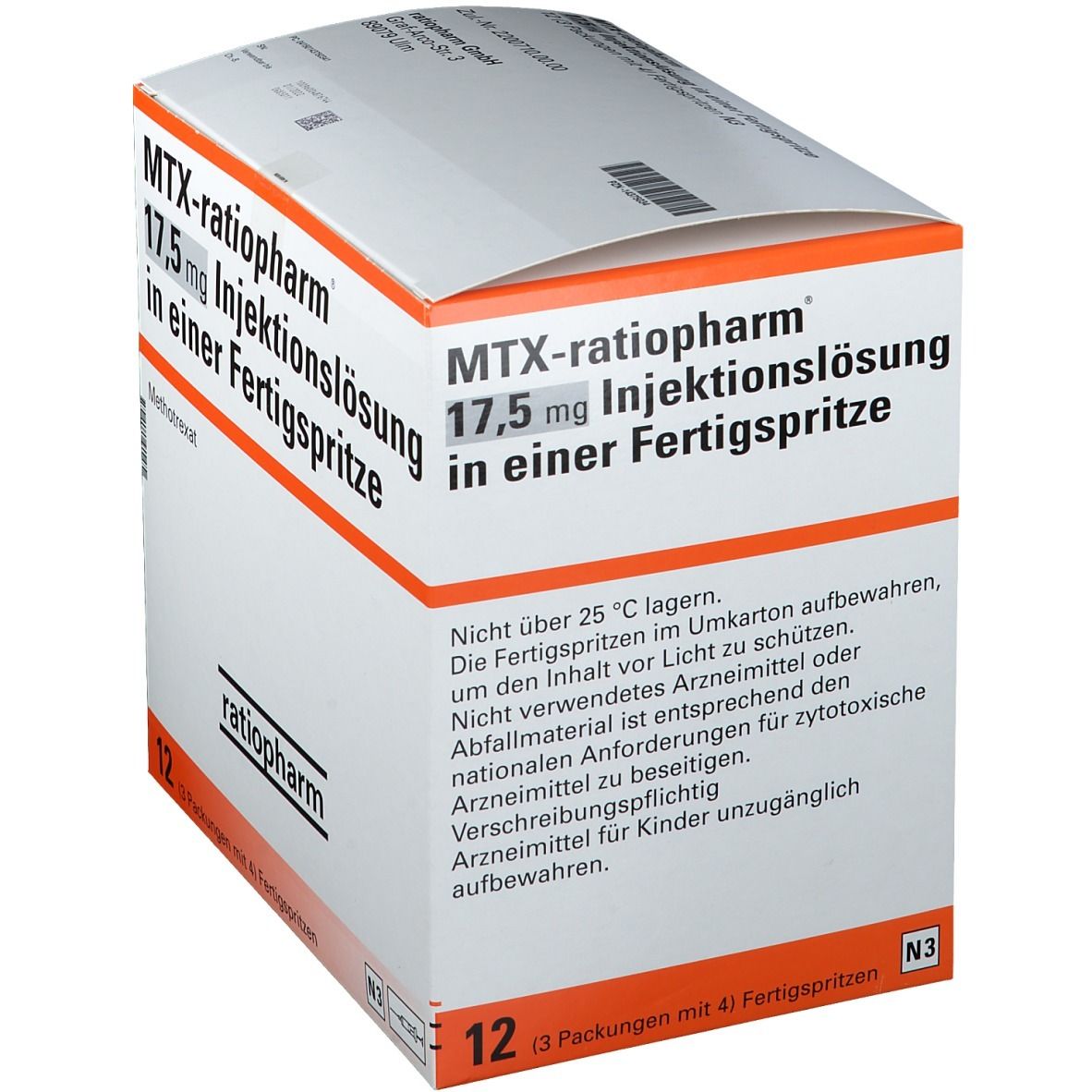 MTX-ratiopharm 12,5 mg Inj.-Lösung i.e.Fertigspr. 12 St Infusionsemulsion