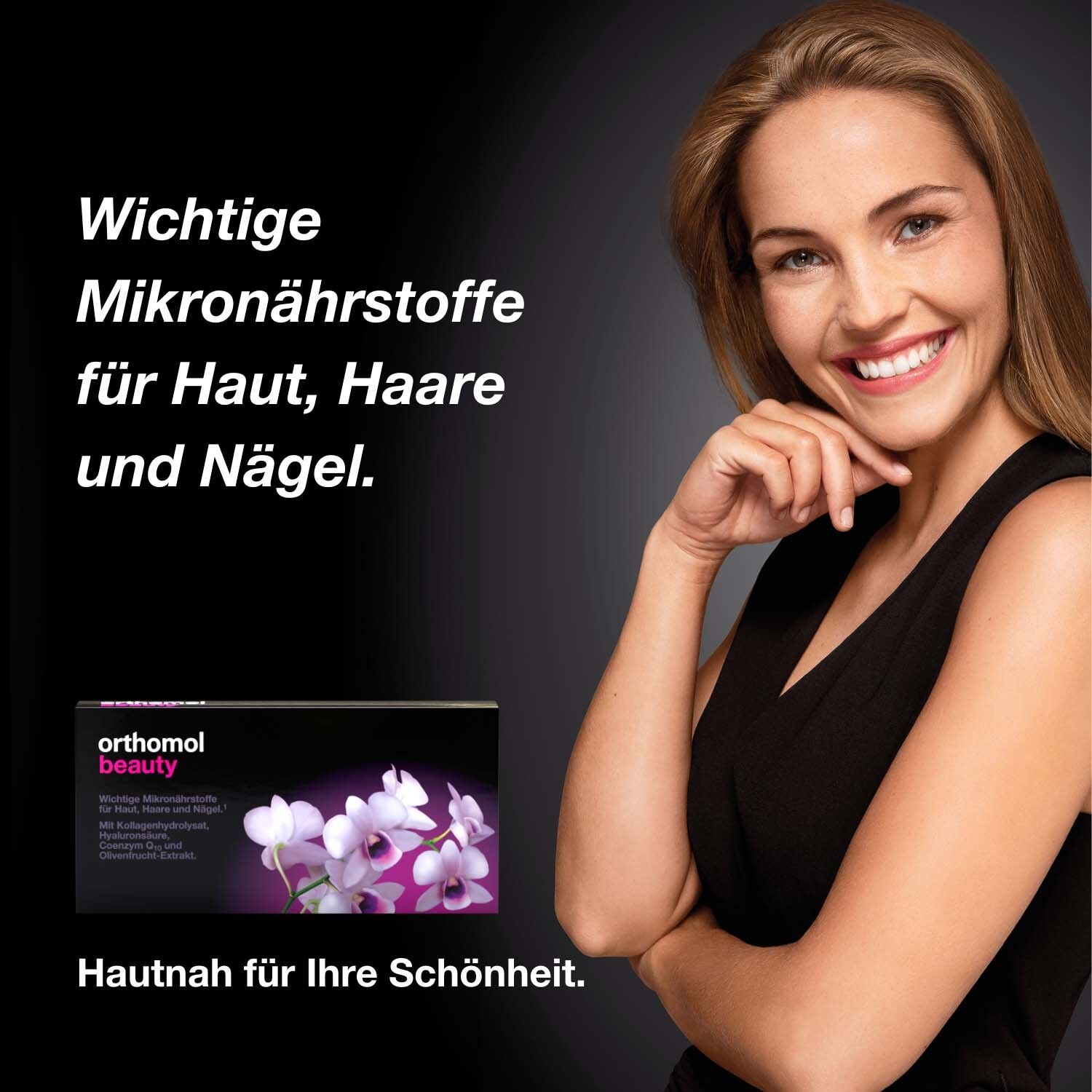 Orthomol Beauty für Frauen - für Haut, Haare und Nägel, mit Hyaluronsäure, Kollagen und Coenzym Q10 - Trinkampullen