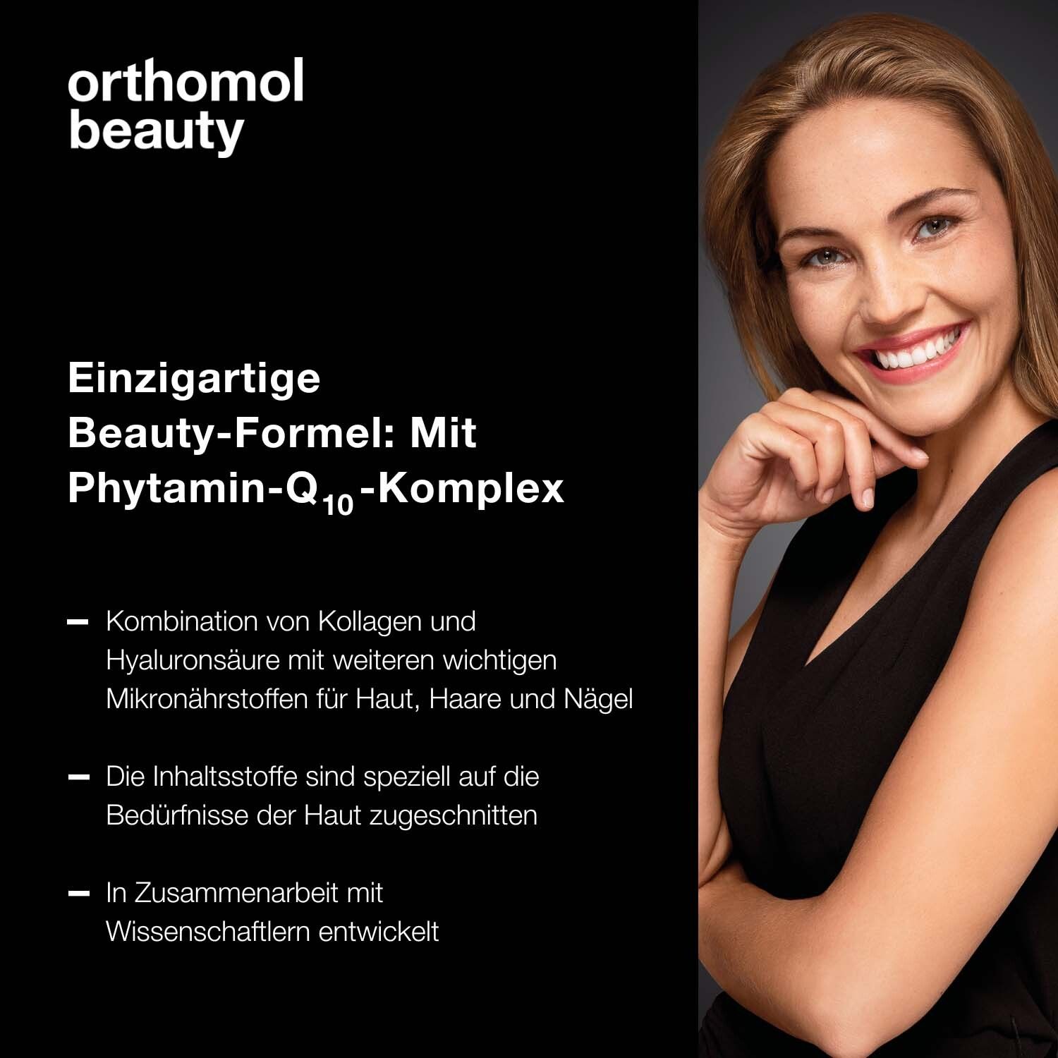 Orthomol Beauty für Frauen - für Haut, Haare und Nägel, mit Hyaluronsäure, Kollagen und Coenzym Q10 - Trinkampullen