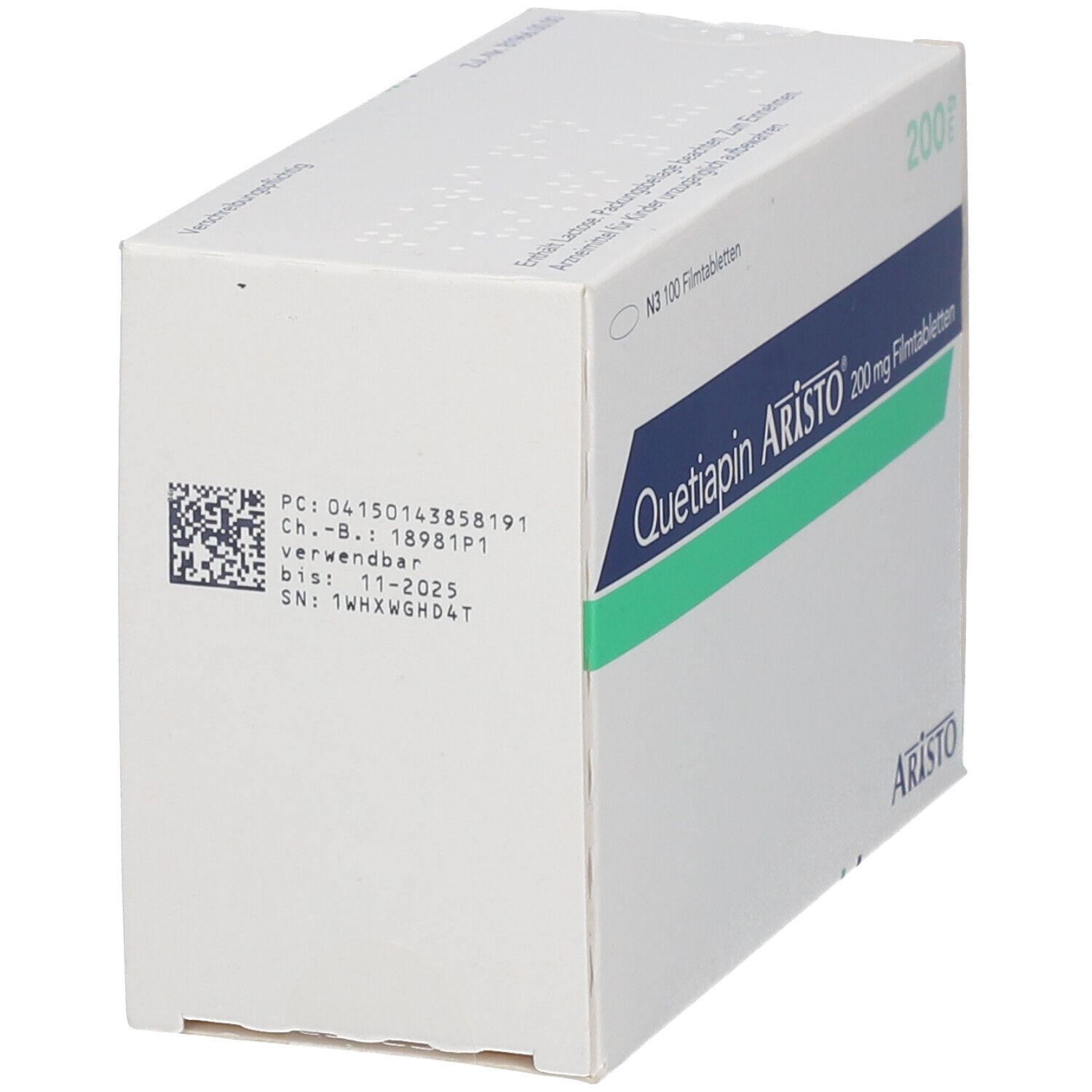 Quetiapin Aristo 200 mg Filmtabletten 100 St