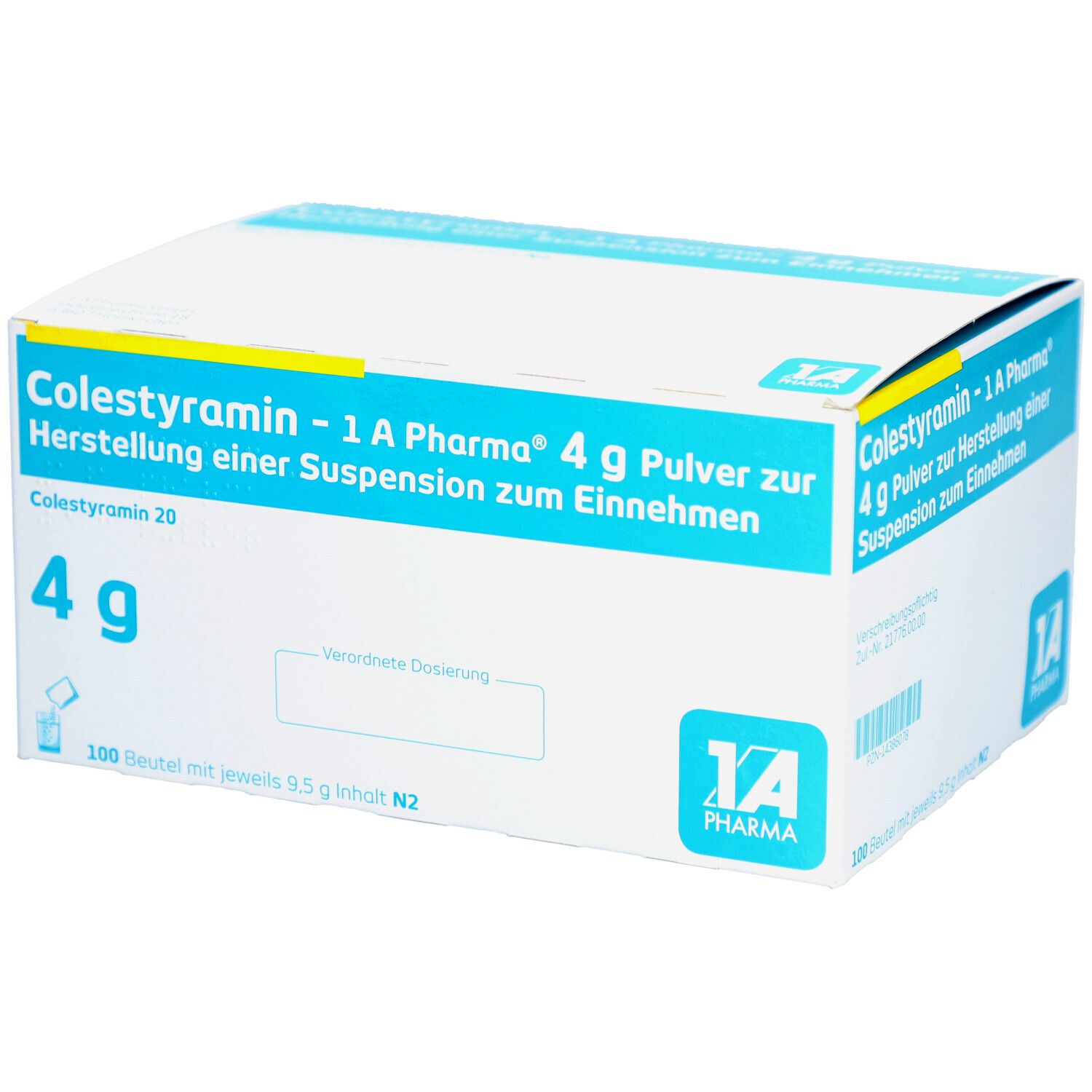 Colestyramin-1A Pharma 4 g Plv.z.H.e.Susp.z.Einn. 100 St Pulver zur Herstellung einer Susp. zum Einnehmen