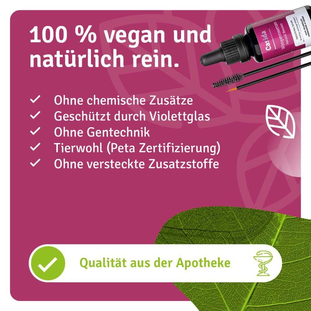 Text auf pinkem Hintergrund. Ohne chemische Zusätze, Schutz durch Violettglas, ohne Gentechnik, Tierwohl, ohne Zusätze.