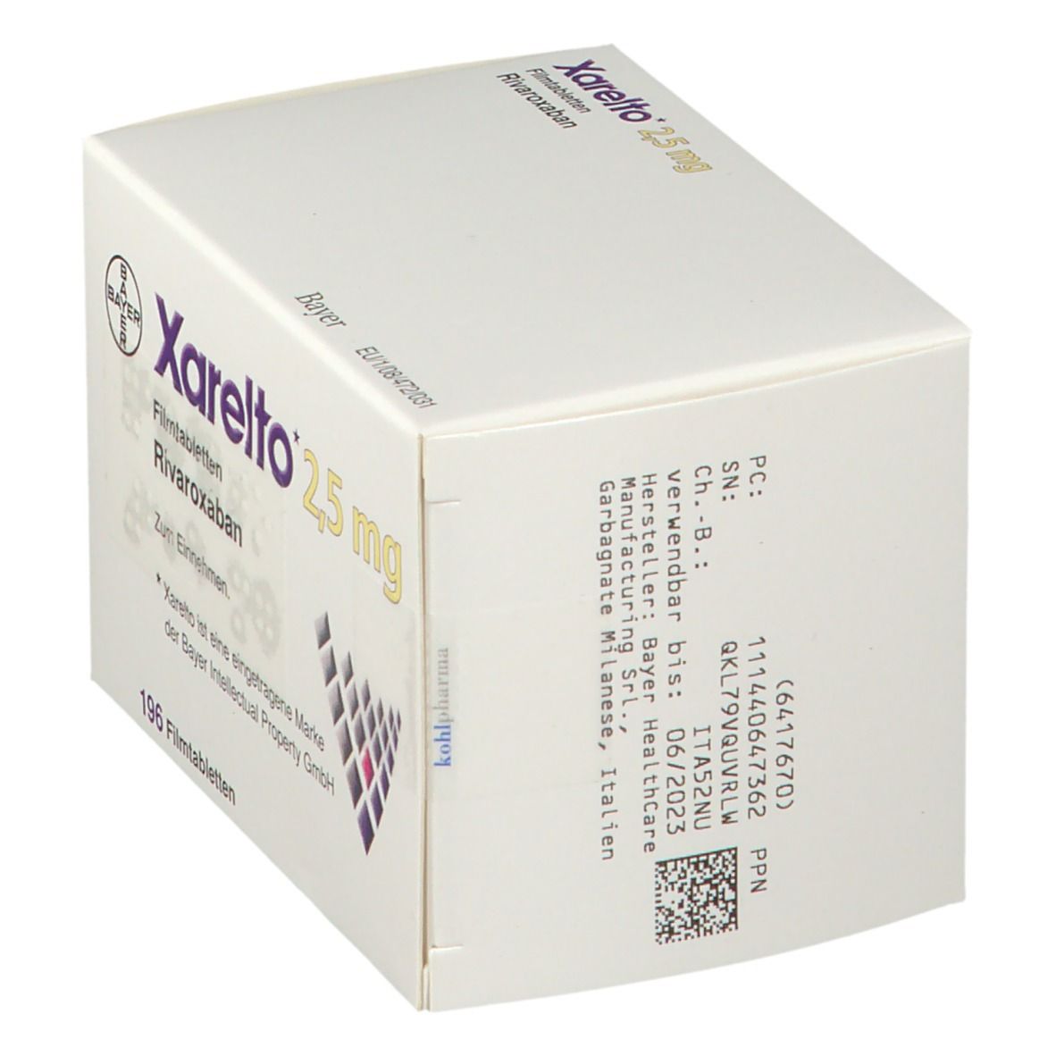 Xarelto 2,5 Mg 1x196 St Mit Dem E-Rezept Kaufen - Shop Apotheke