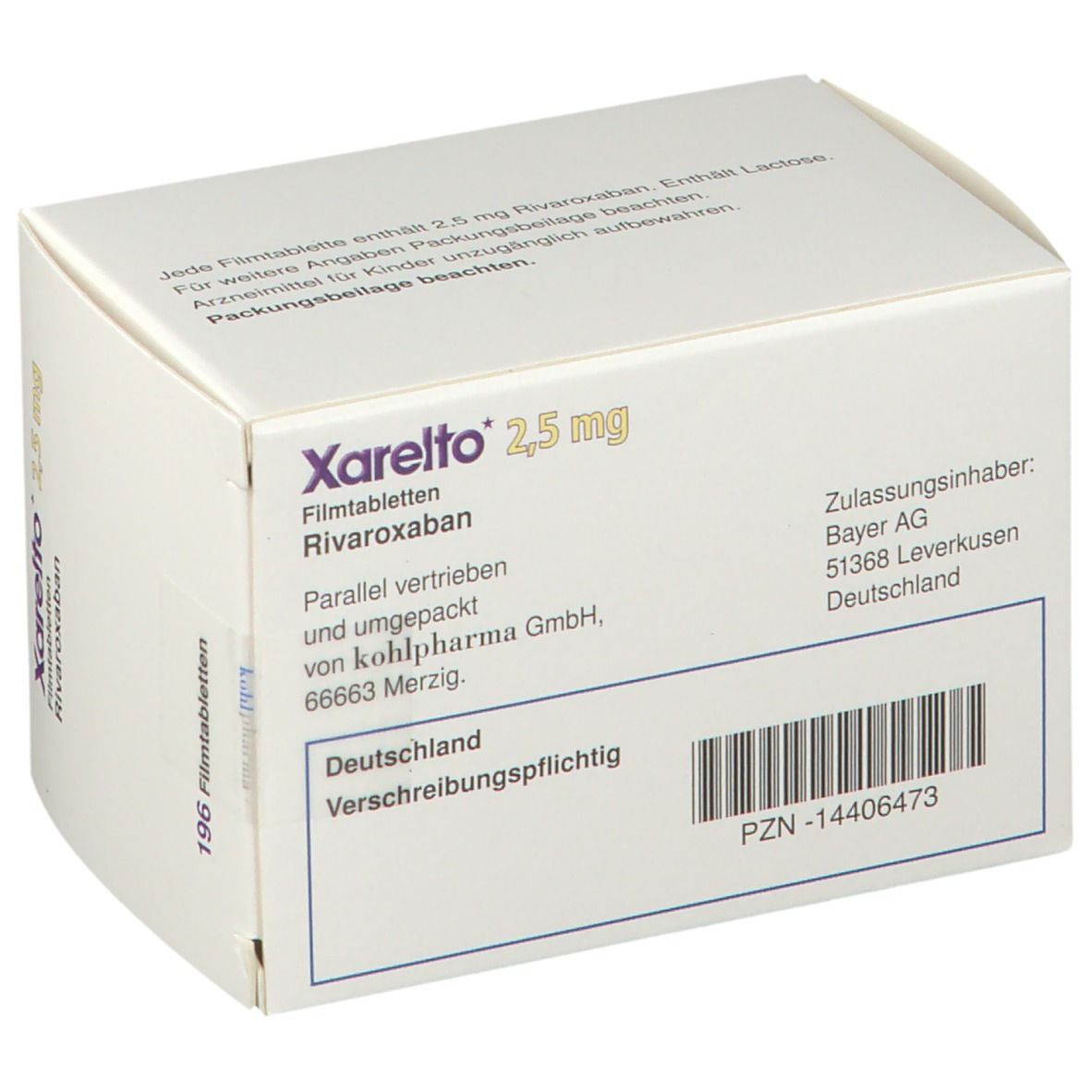 Xarelto 2 5 Mg 1x196 St Mit Dem E Rezept Kaufen Shop Apotheke Xarelto 2 5 Mg 1x196 St Mit Dem E Rezept Kaufen Shop Apotheke