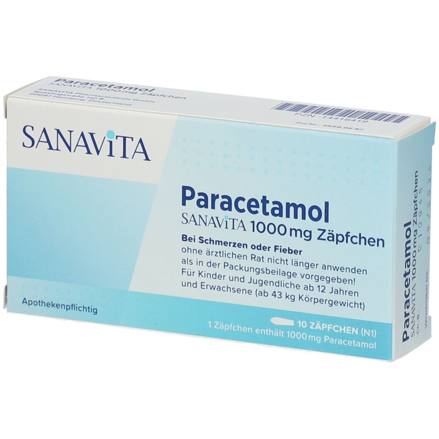 Sanavita Paracetamol 1000 mg ZÃ¤pfchen 10 St fÃ¼r nur â‚¬ 2,20 bei Ihrer Online...