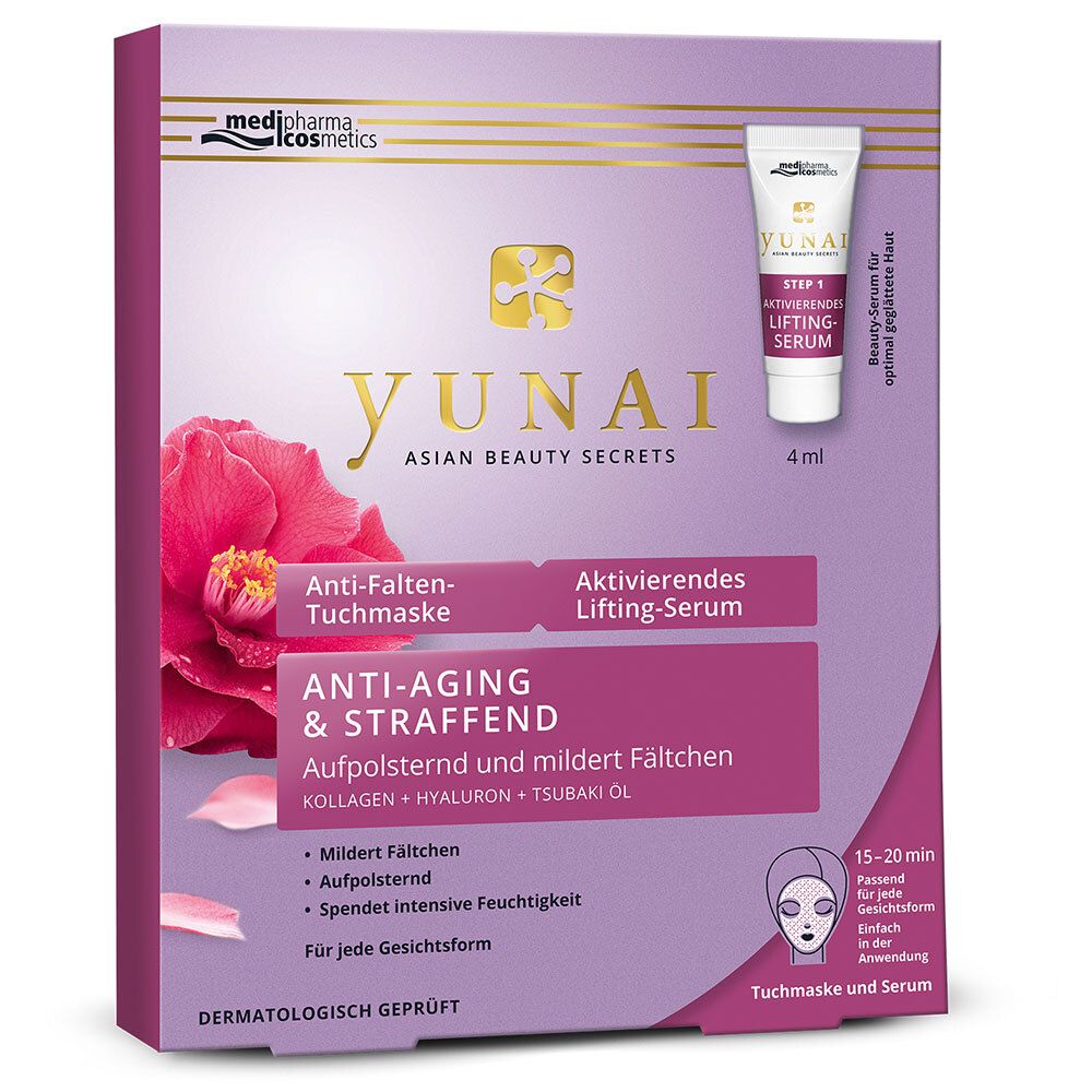 medipharma cosmetics Yunai Anti-Falten-Tuchmaske + Aktivierendes Lifting-Serum