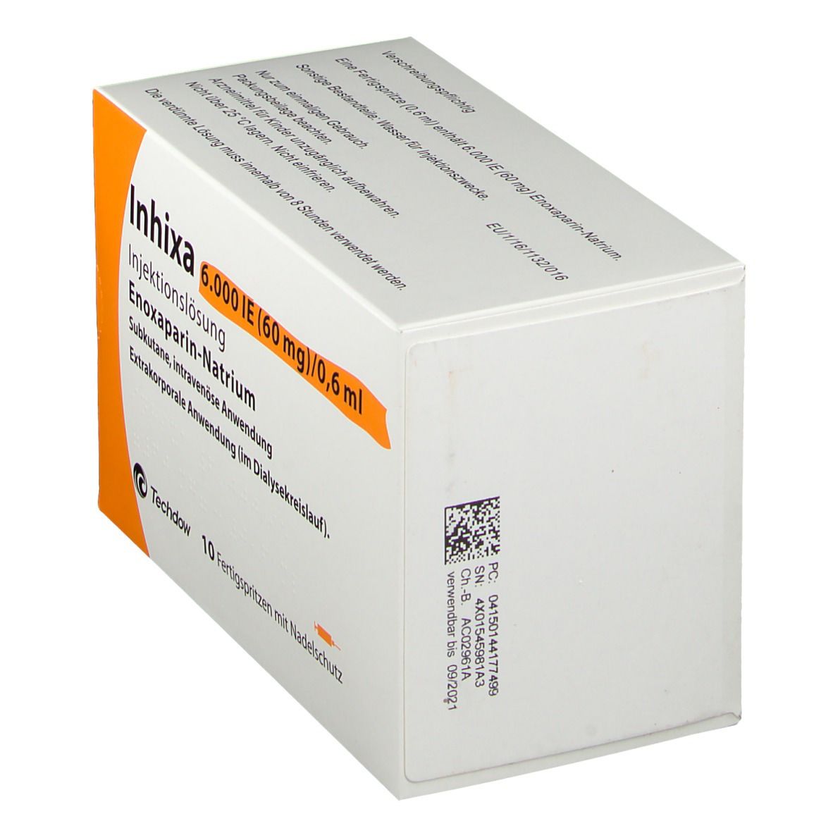 Inhixa 6.000 I.e. 60 mg/0,6 ml ILO F.Sp.+Sich-Sys. 20 St Infusionsemulsion