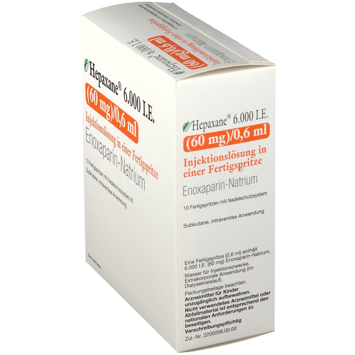 Hepaxane 6.000 I.E. 60 mg/0,6 ml