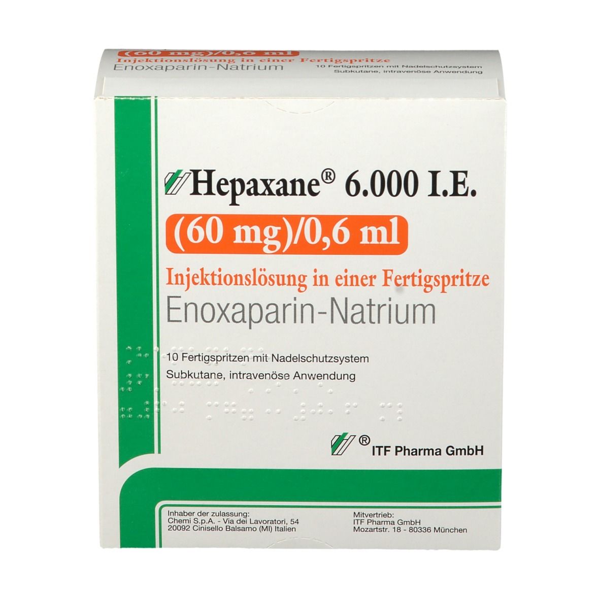 Hepaxane 6.000 I.E. 60 mg/0,6 ml