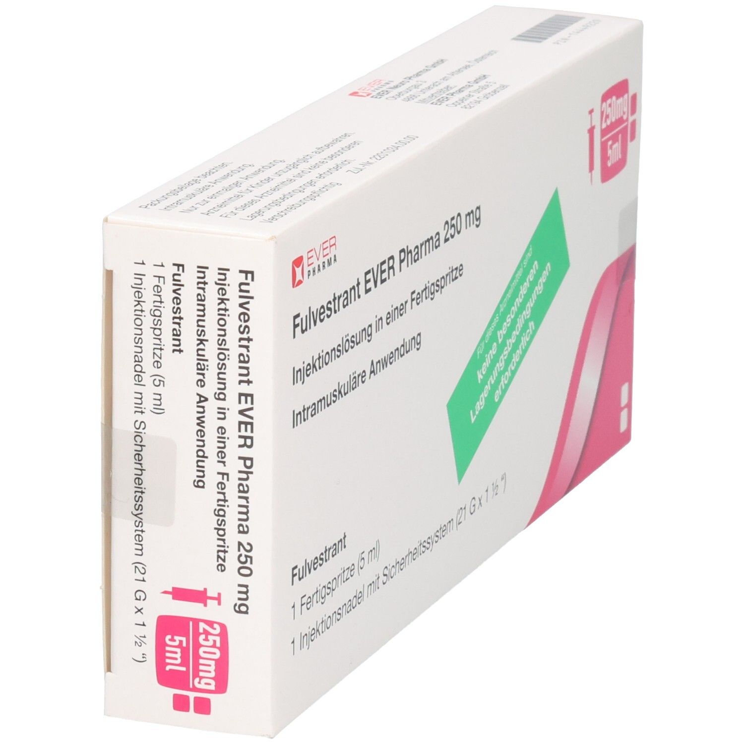 Fulvestrant EVER Pharma 250 mg Injektionslösung in einer Fertigspritze. Intramuskuläre Anwendung.