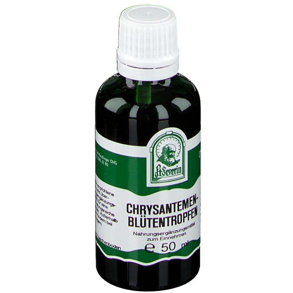 Grüne Glasflasche mit weißem Deckel. Etikett mit Produktnamen, Logo und Inhaltsangabe.
