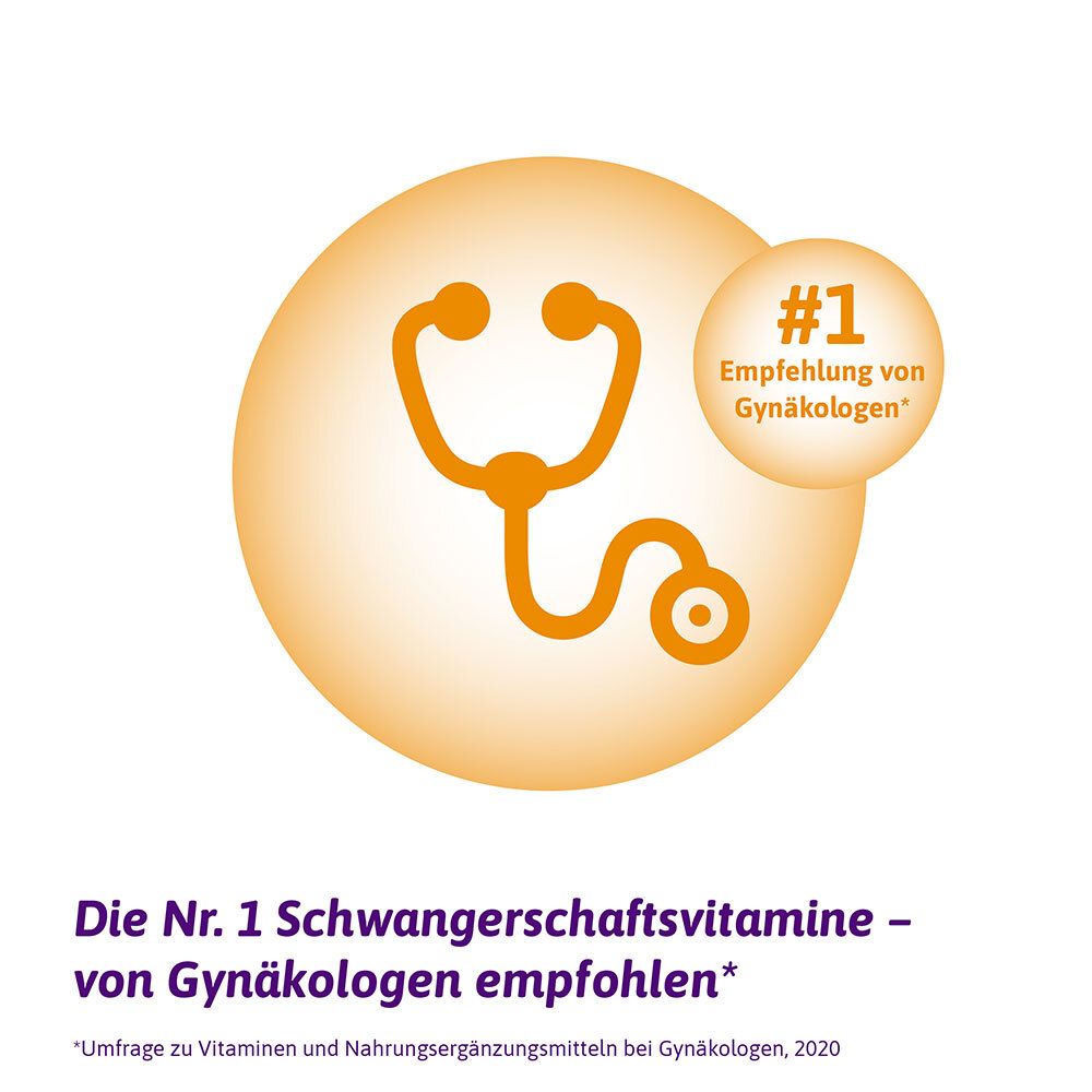 Illustration mit Stethoskop. Nr. 1 Empfehlung von Gynäkologen. Gelber Kreis.