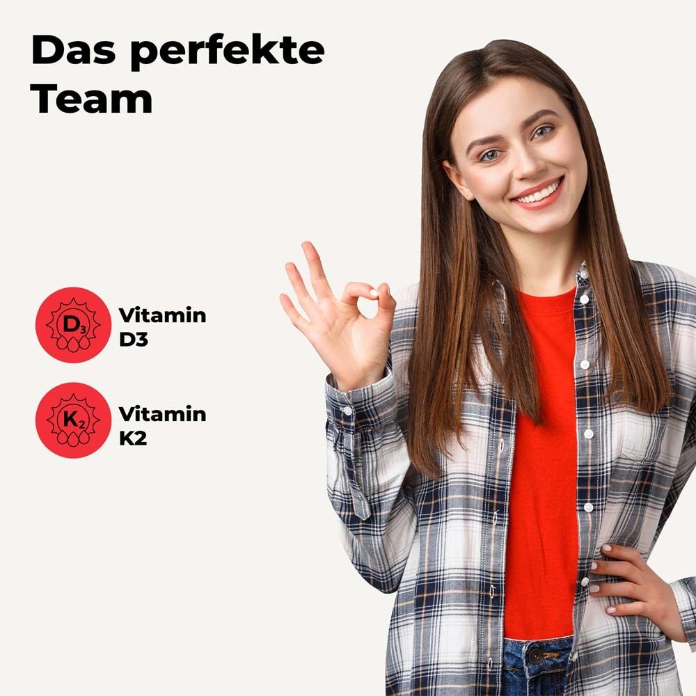Vitamin D3 + K2 Tabletten (2000 I.E.+100 µg) f. Knochen, Muskeln und Immunsystem