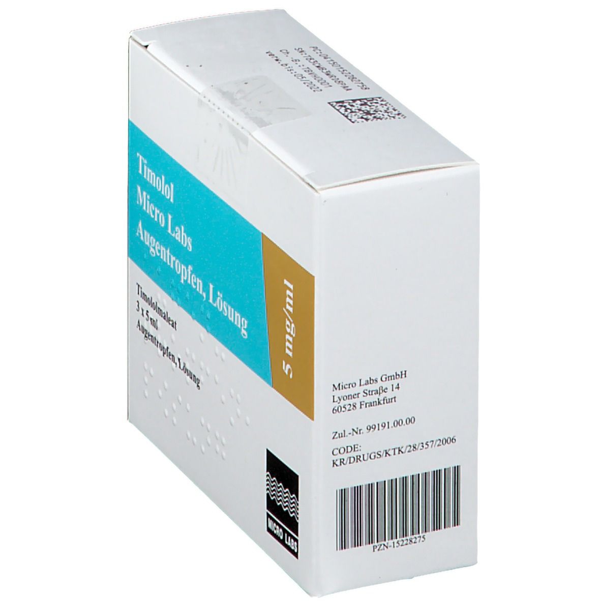 Timolol Micro Labs 5 mg/ml Augentropfen Lösung 3x5 ml