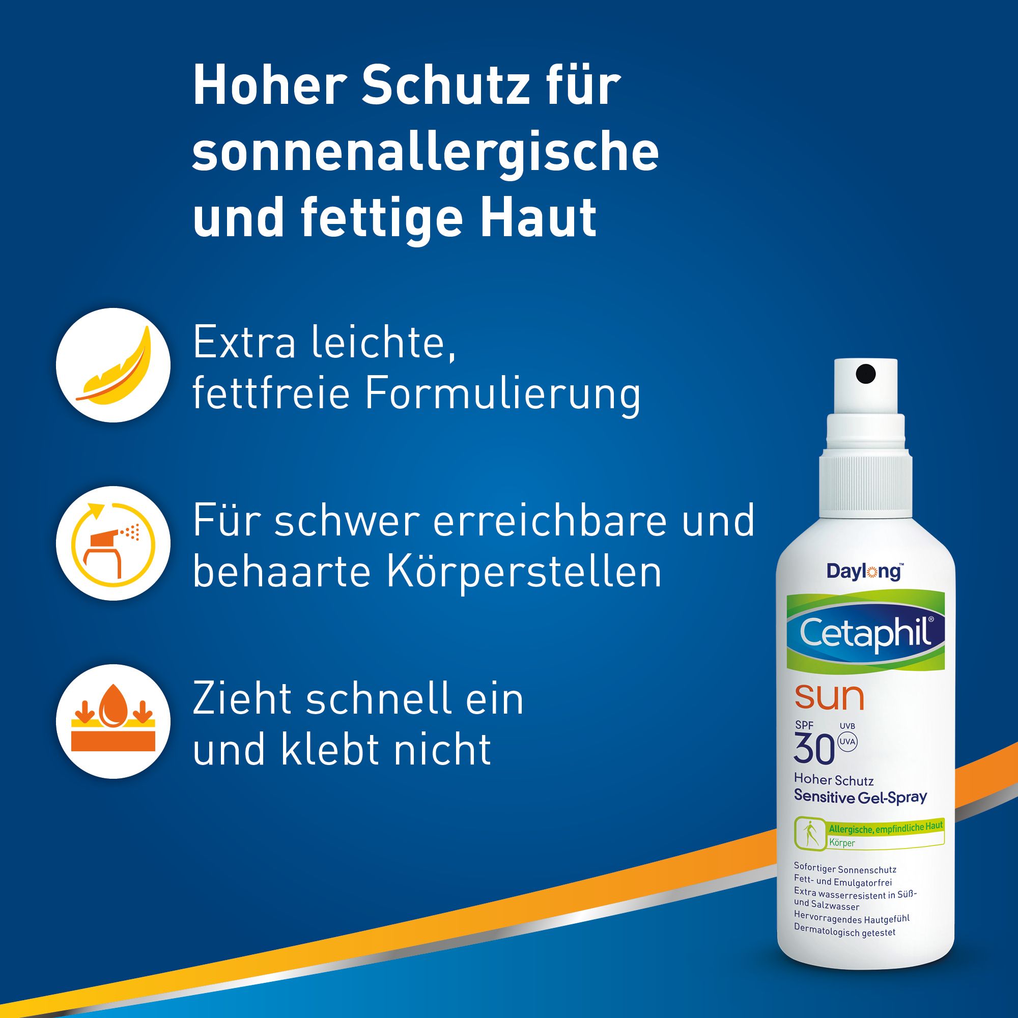 CETAPHIL SUN Sensitive Gel-Spray SPF 30 Extra-leichter, fettfreier Sonnenschutz