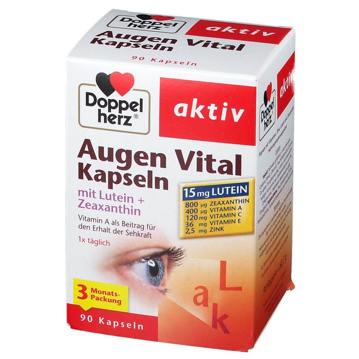 Doppelherz Augen Vital Kapseln mit Lutein Zeaxanthin/ 3-Monats-Packung/ Nahrun 