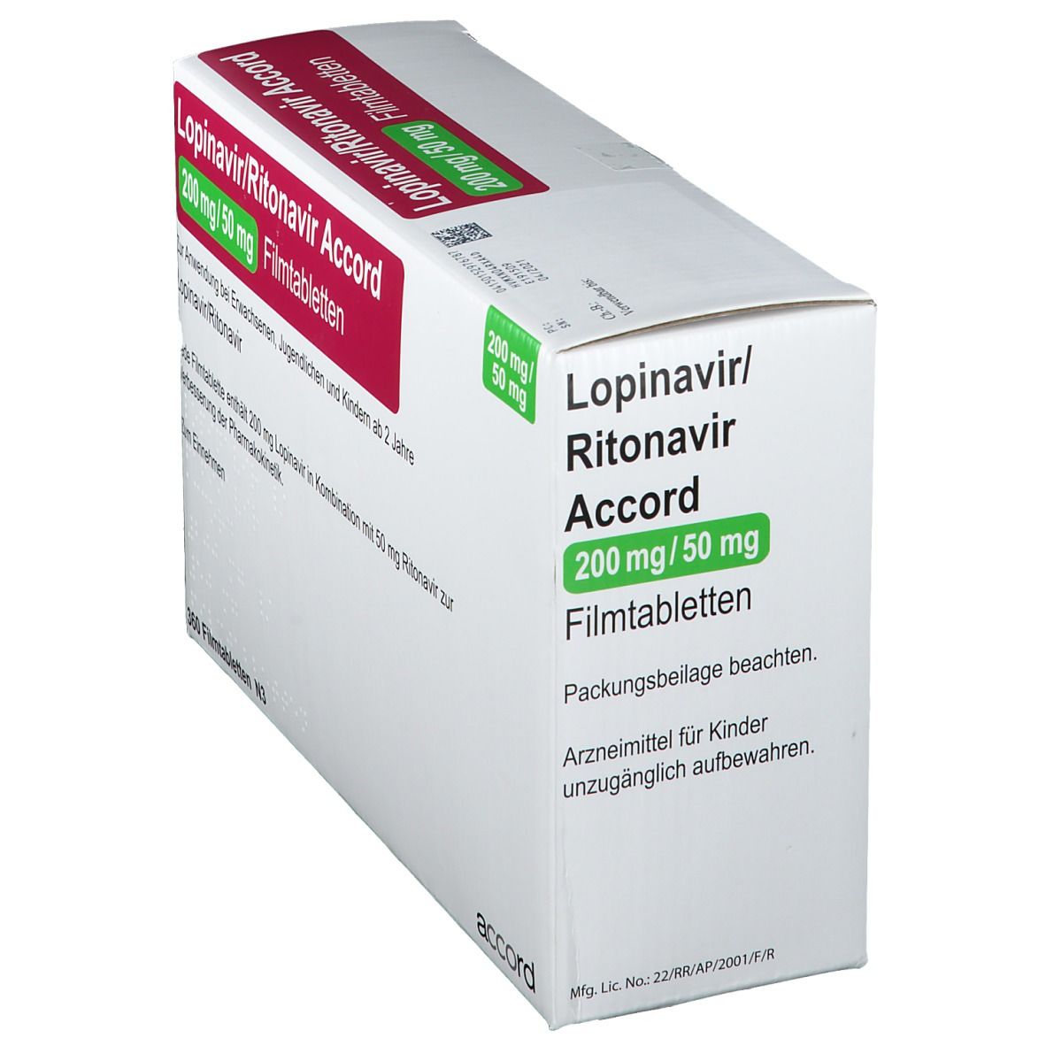 LOPINAVIR/Ritonavir Accord 200 mg/50 mg Filmtabl. 360 St Filmtabletten