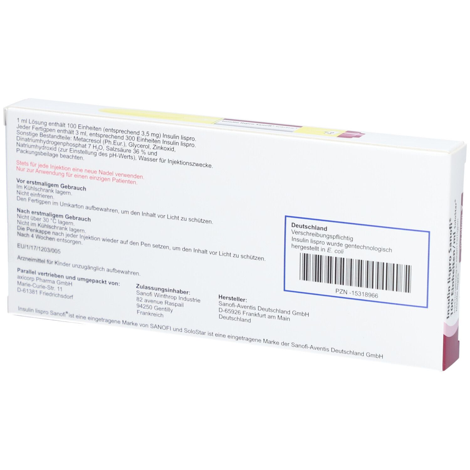 INSULIN LISPRO Sanofi 100 E/ml Inj.-Lsg.Fertigpen