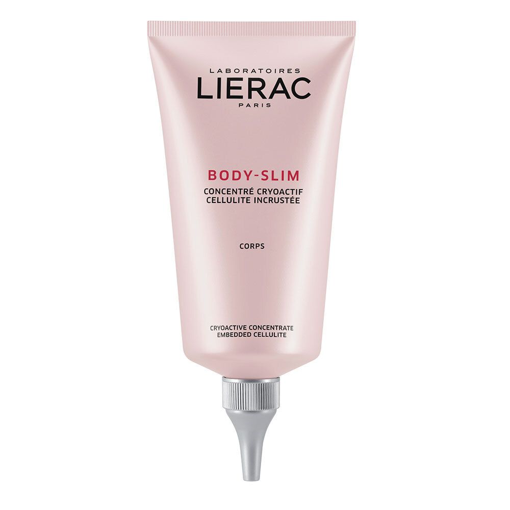 Rosa Tube mit LIERAC-Logo und Produktnamen BODY-SLIM. Konzentrat gegen Cellulite. Mit Applikatorspitze.