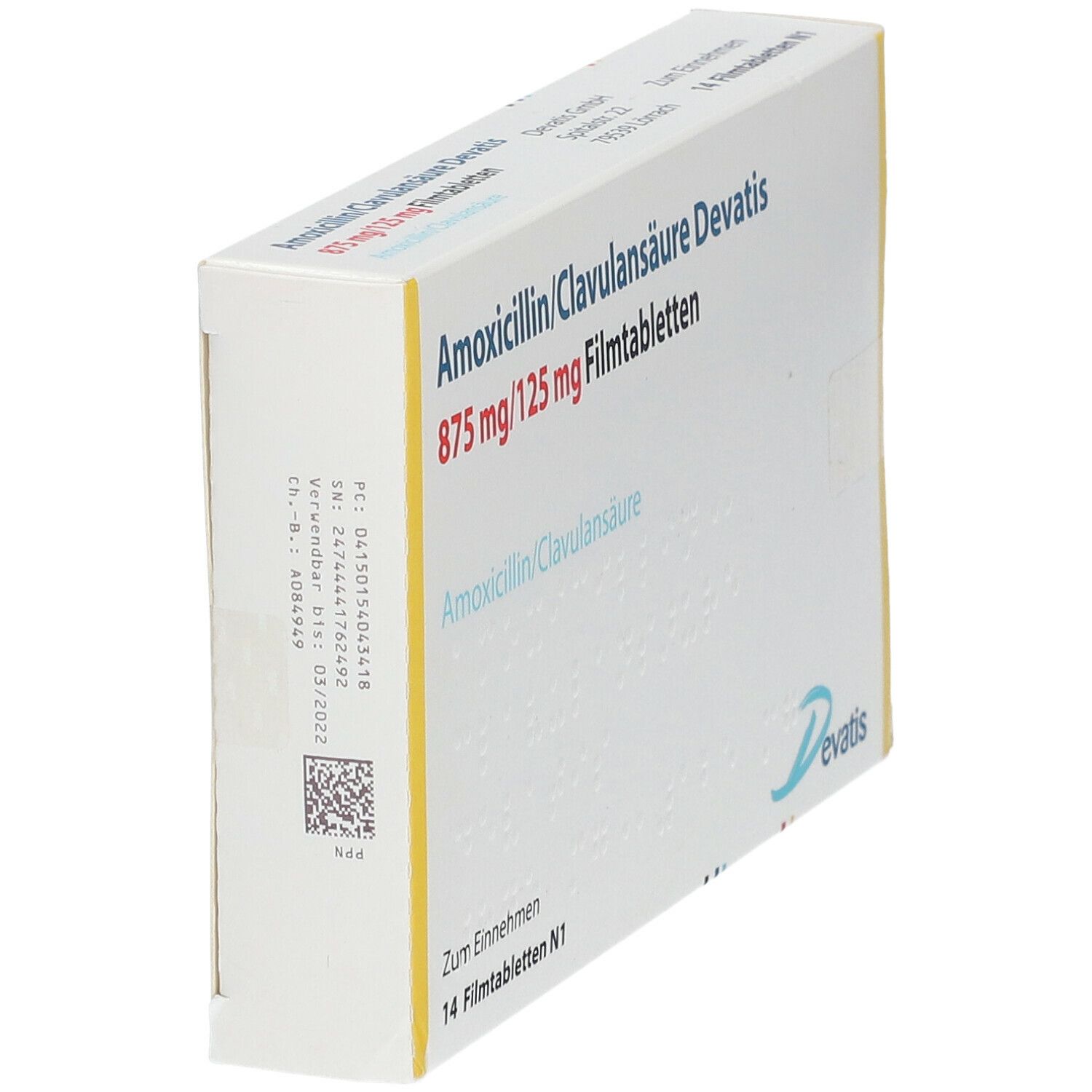 AMOXICILLIN/Clavulansäure Devatis 875mg/125mg FTA 14 St Filmtabletten