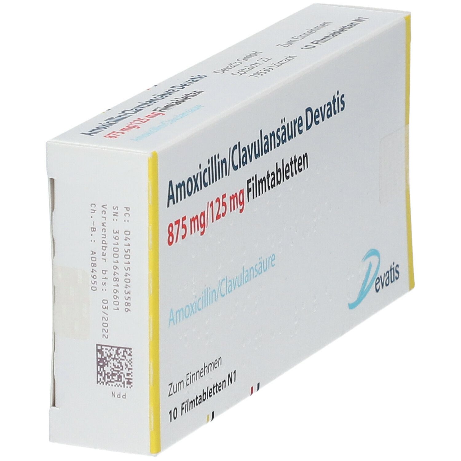 AMOXICILLIN/Clavulansäure Devatis 875mg/125mg FTA 10 St Filmtabletten